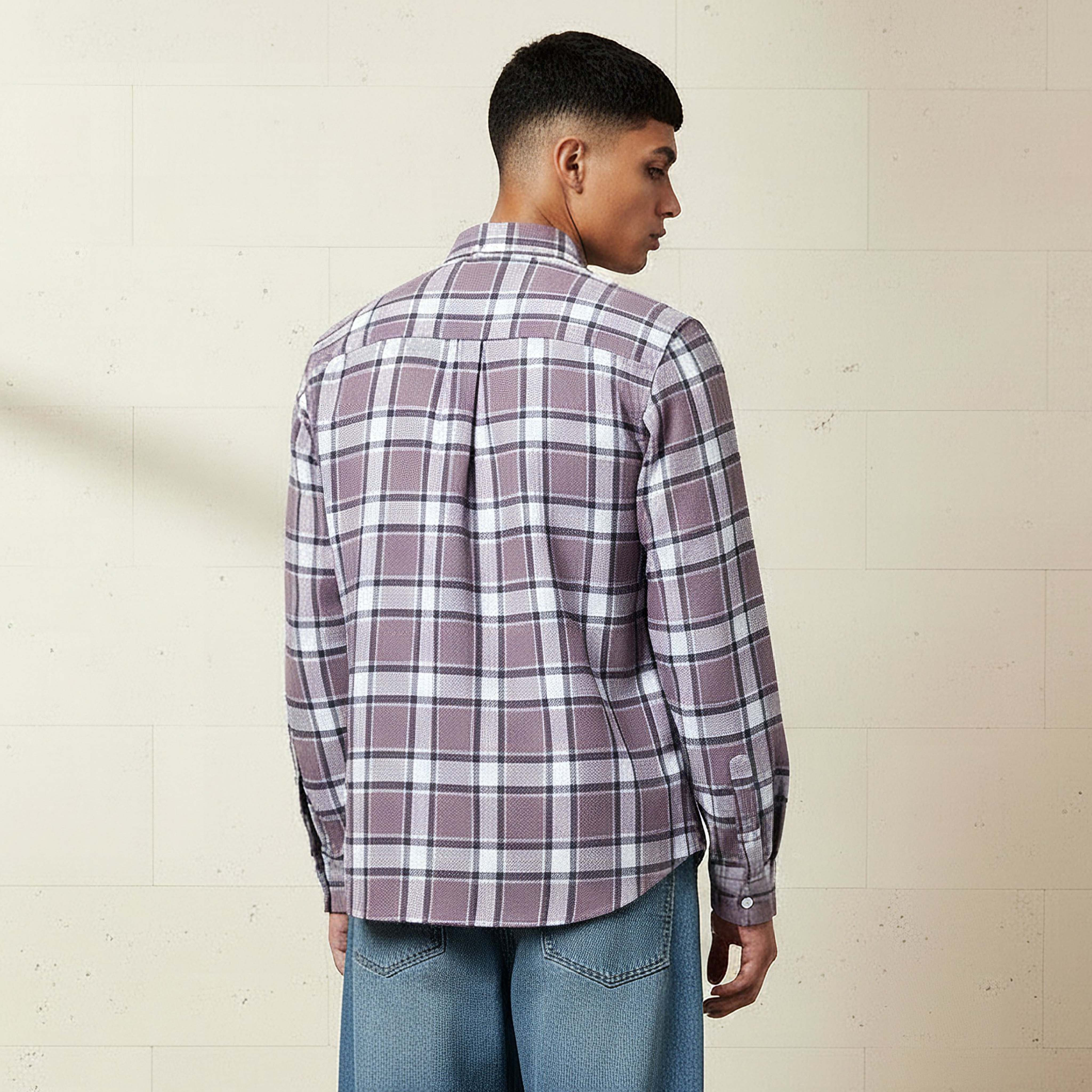 Lee Cooper Men Regular Fit Collared Checked Long Sleeves Shirt-men-clothing-shirts-image-3