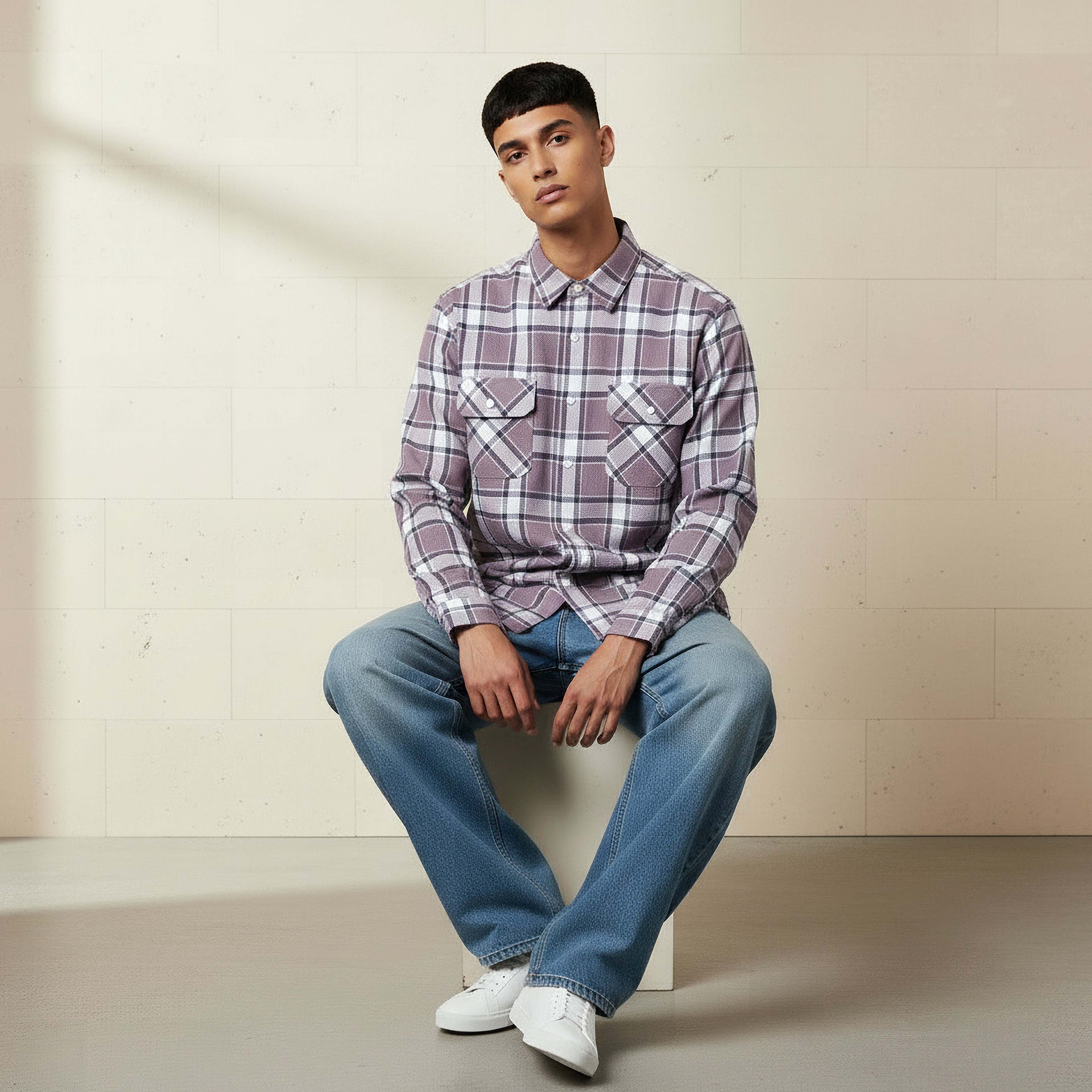 Lee Cooper Men Regular Fit Collared Checked Long Sleeves Shirt-men-clothing-shirts-image-5