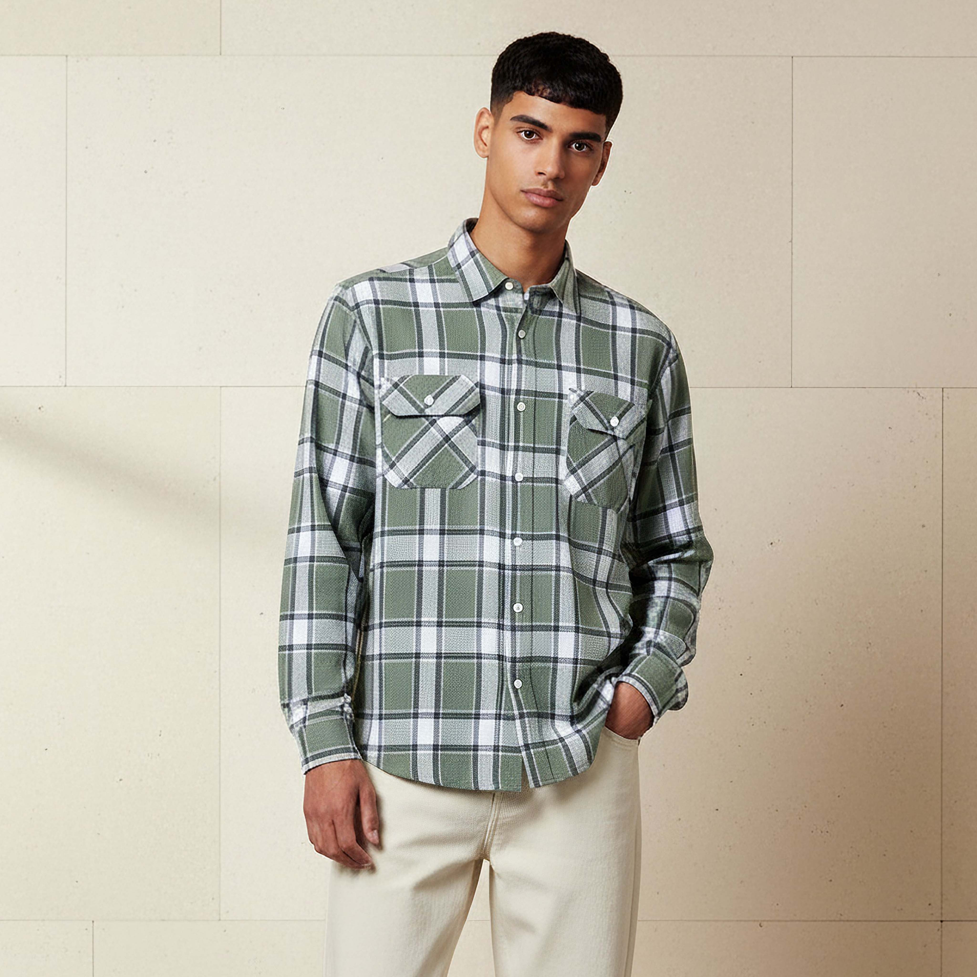 Lee Cooper Men Regular Fit Collared Checked Long Sleeves Shirt-men-clothing-shirts-image-1