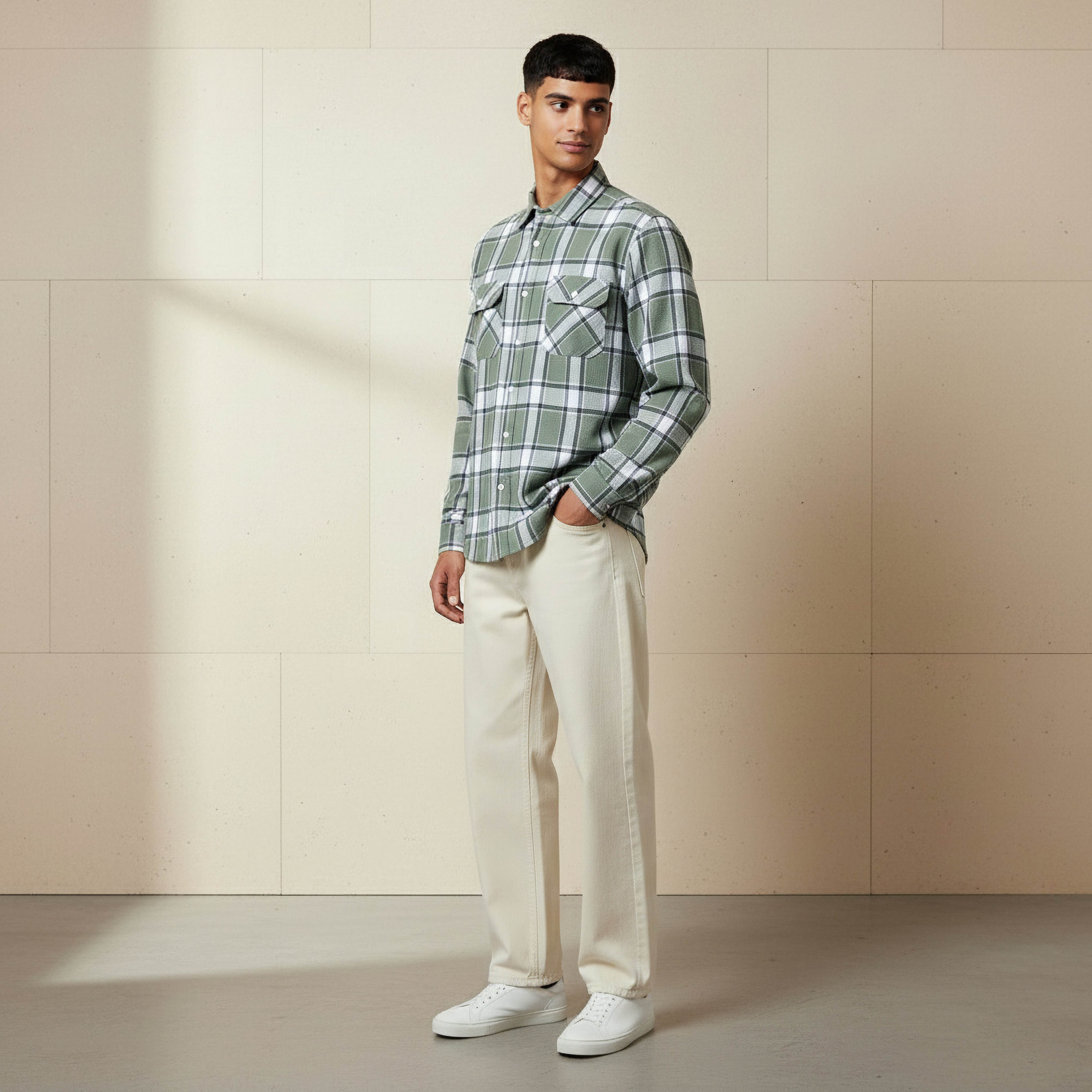 Lee Cooper Men Regular Fit Collared Checked Long Sleeves Shirt-men-clothing-shirts-image-2