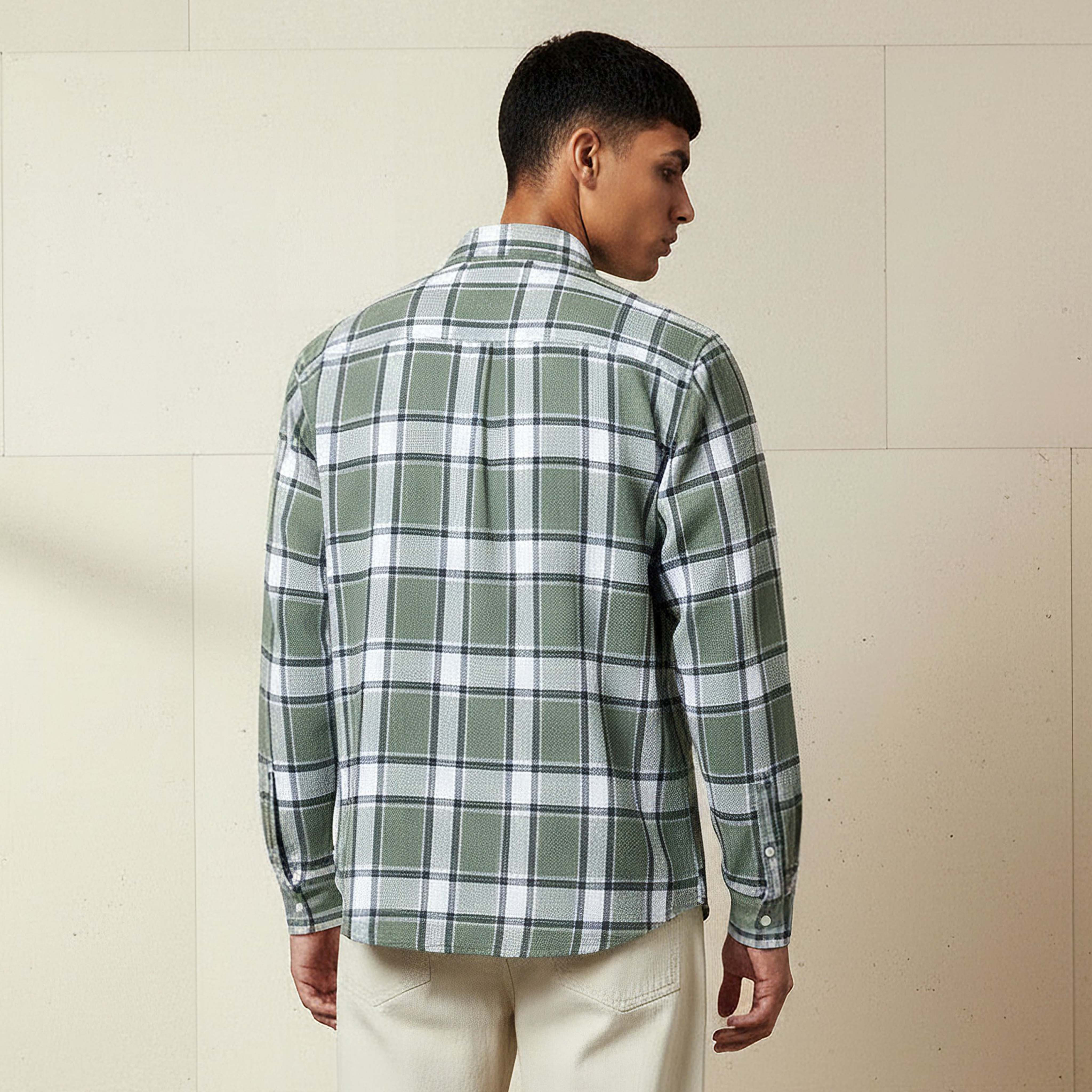 Lee Cooper Men Regular Fit Collared Checked Long Sleeves Shirt-men-clothing-shirts-image-3