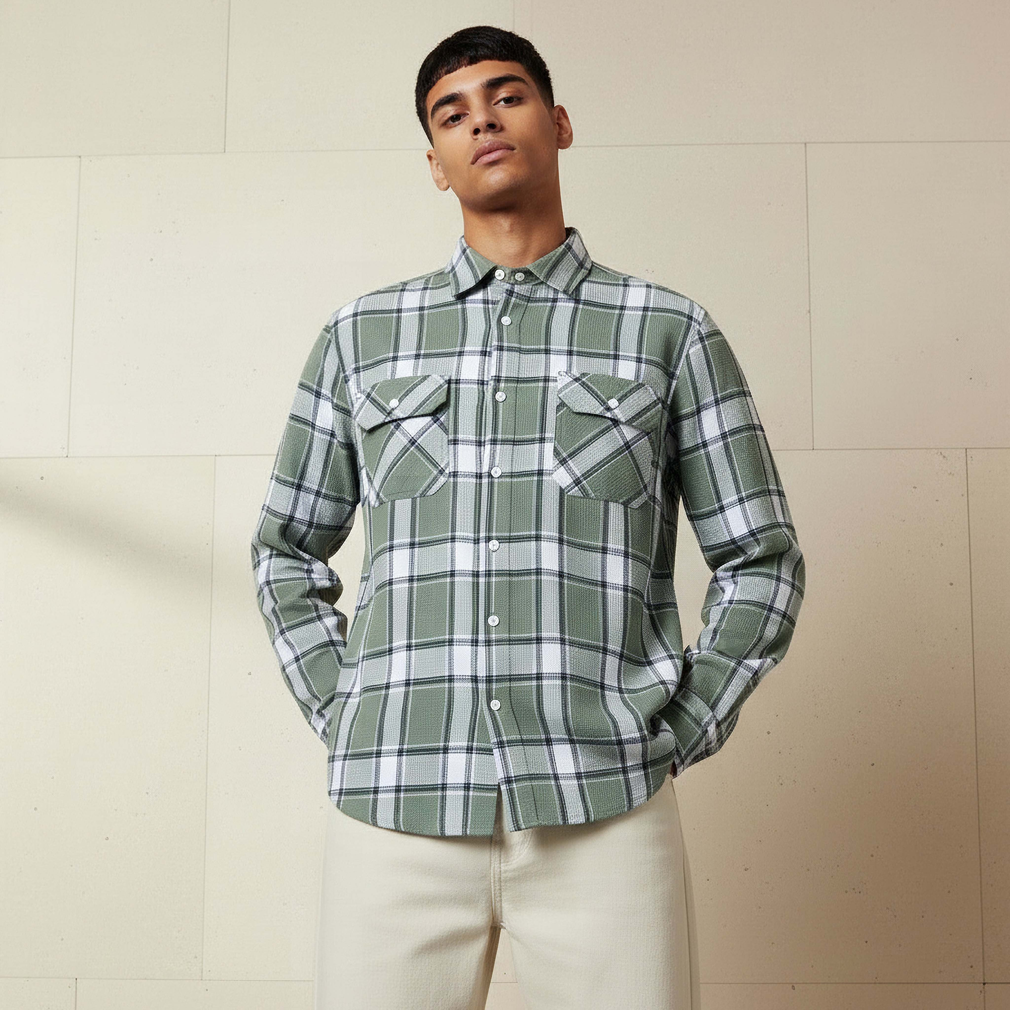 Lee Cooper Men Regular Fit Collared Checked Long Sleeves Shirt-men-clothing-shirts-image-5