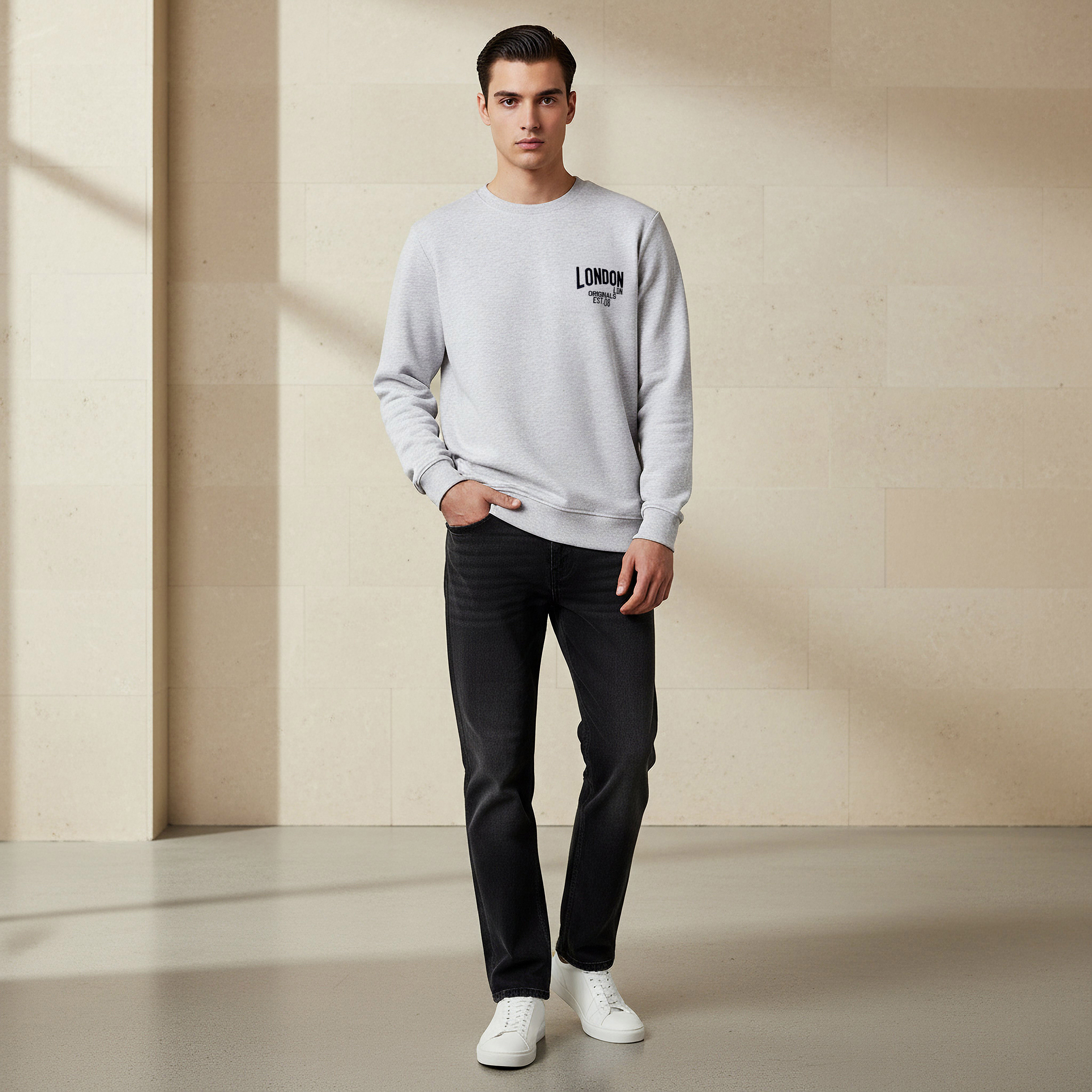 Lee Cooper Men Regular Fit Logo Print Cotton Sweatshirt-men-winterwear-hoodiesandsweatshirts-image-2