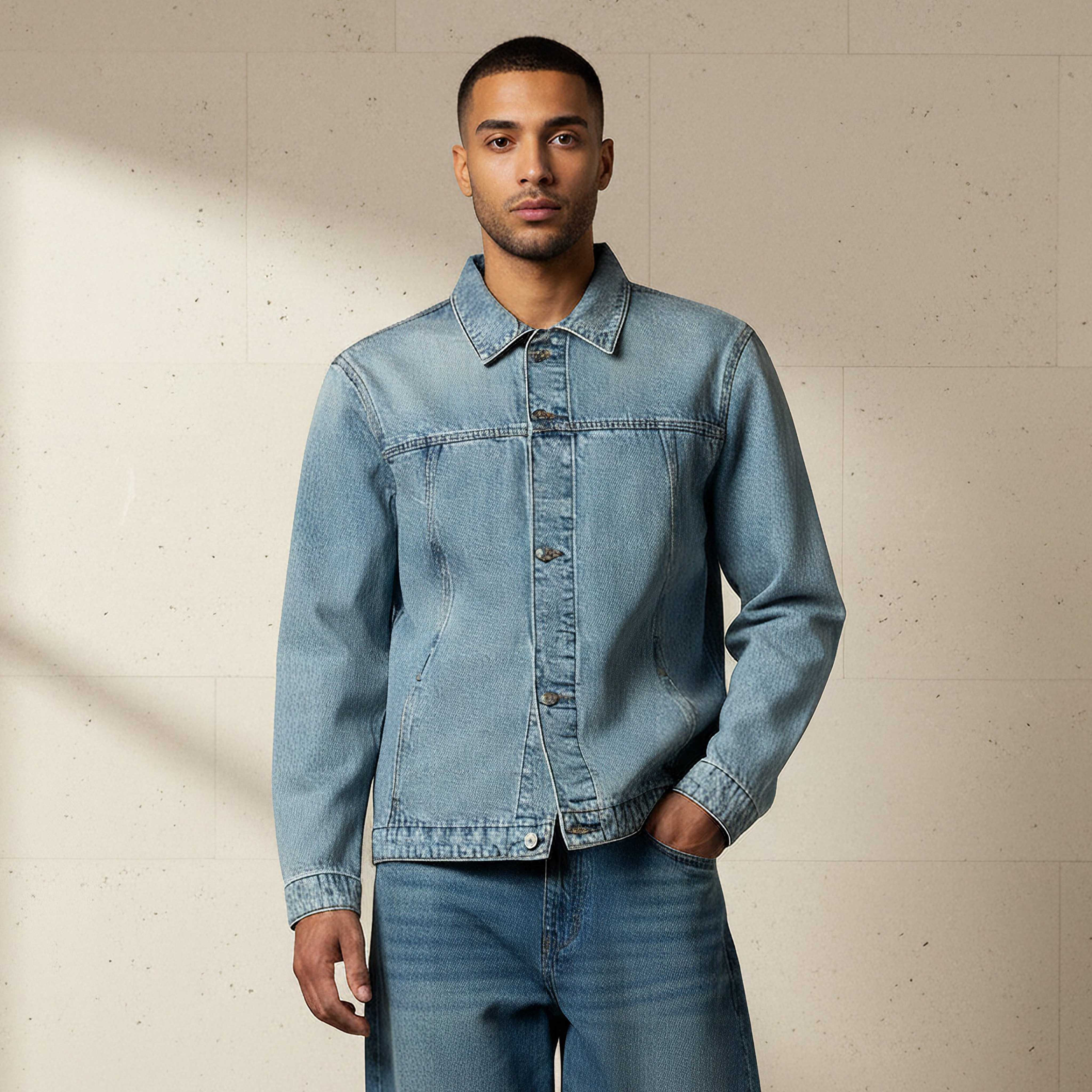 Lee Cooper Men Regular Fit Denim Trucker Jacket-men-clothing-jacketsandblazers-jackets-image-1