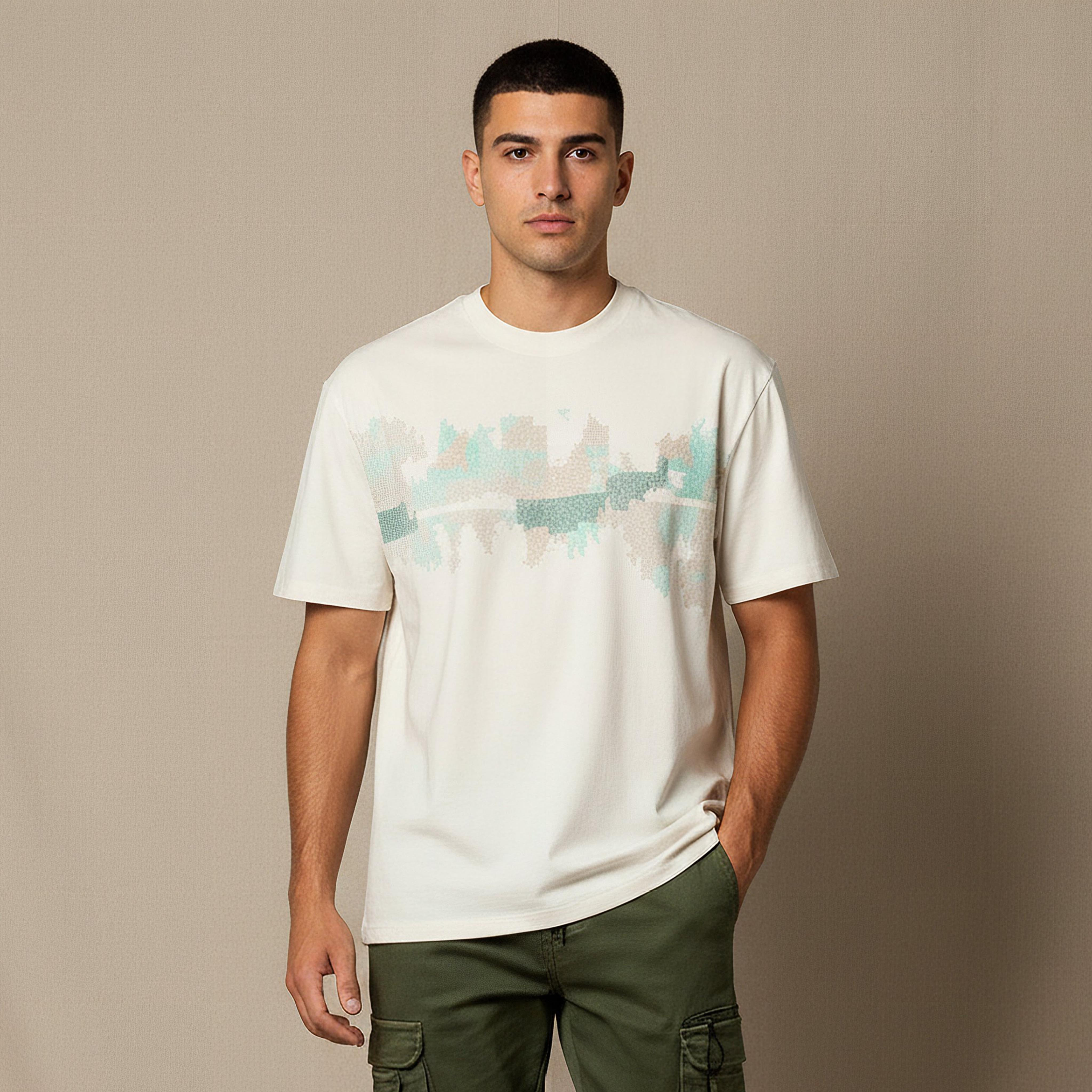 تيشيرت مطرز بقصّة عادية وياقة ضيقة وأكمام قصيرة للرجال من لي كوبر-men-clothing-tshirtsandpolos-tshirts-image-1