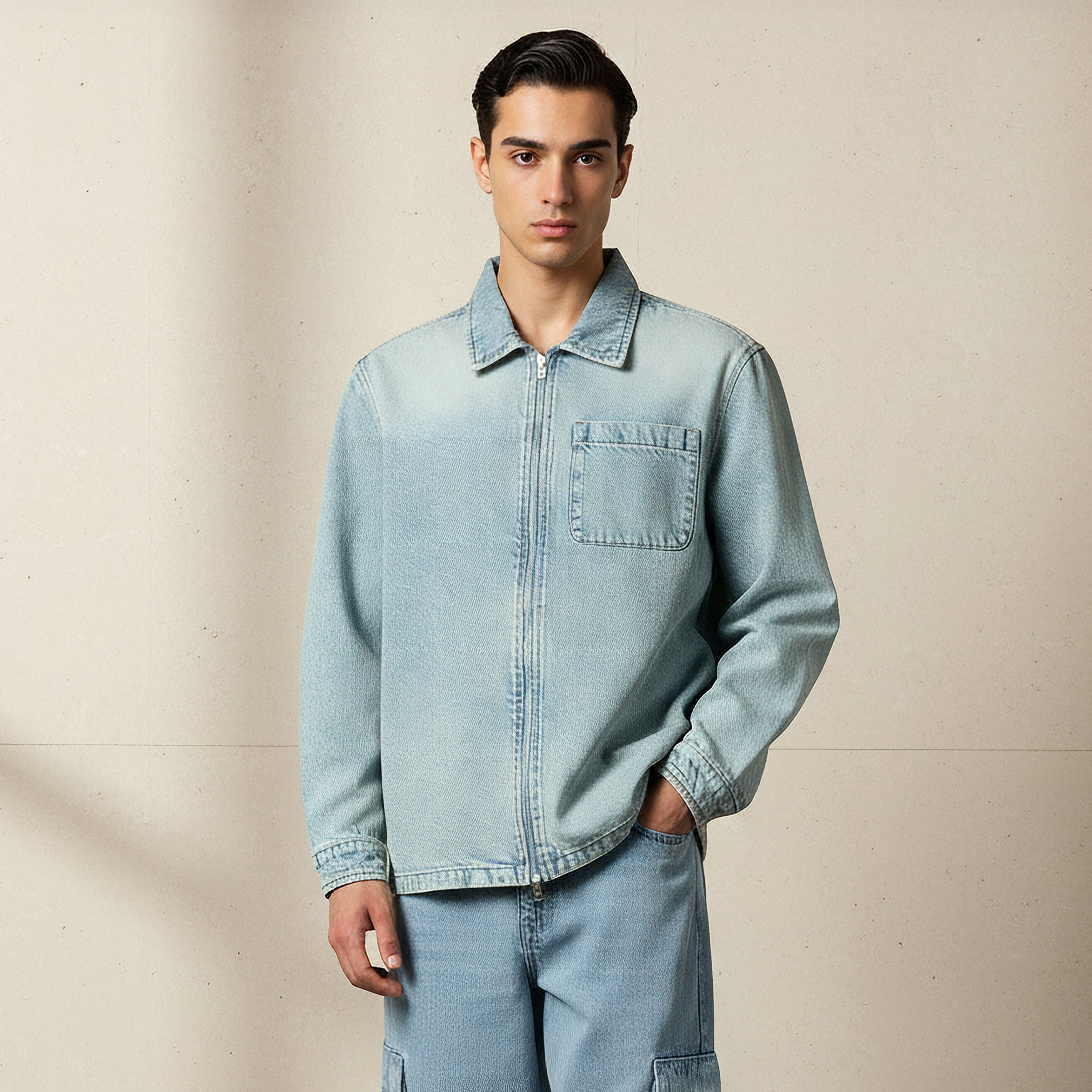 Lee Cooper Men Regular Fit Zip Through Shacket-men-clothing-jacketsandblazers-jackets-image-1