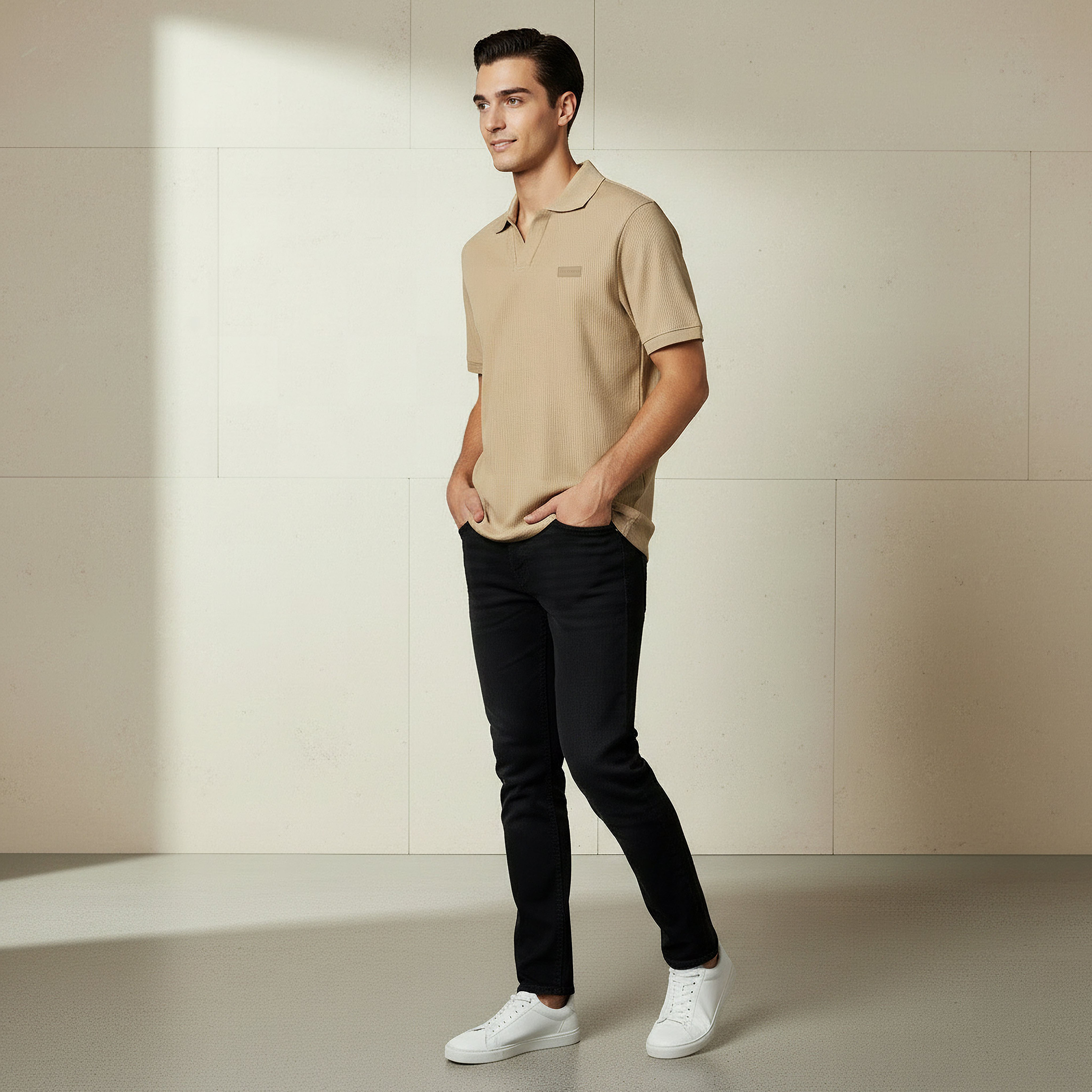 Lee Cooper Men Regular Fit Collared Neck Short Sleeve Ribbed Polo T-shirt-men-clothing-tshirtsandpolos-tshirts-image-2