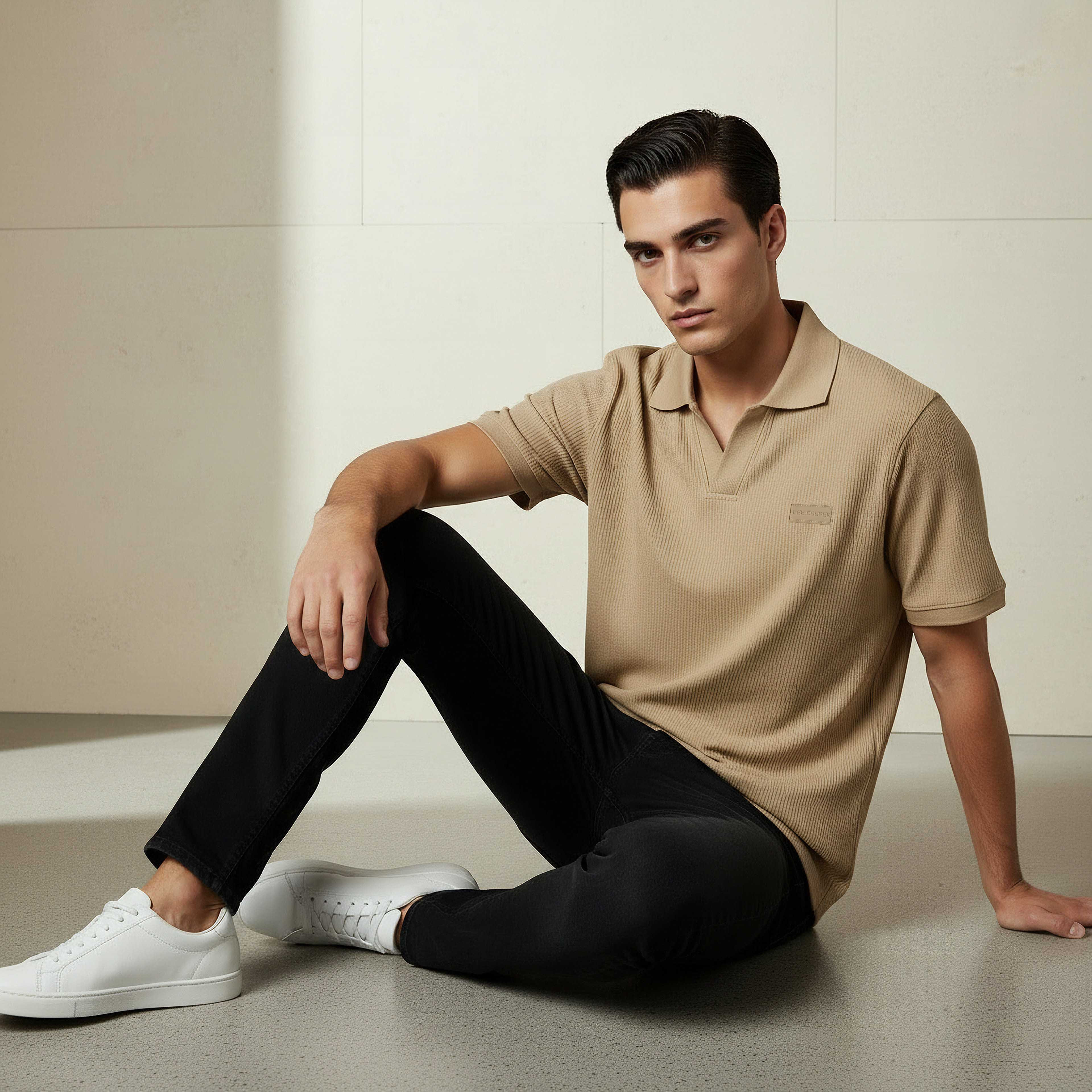 Lee Cooper Men Regular Fit Collared Neck Short Sleeve Ribbed Polo T-shirt-men-clothing-tshirtsandpolos-tshirts-image-5