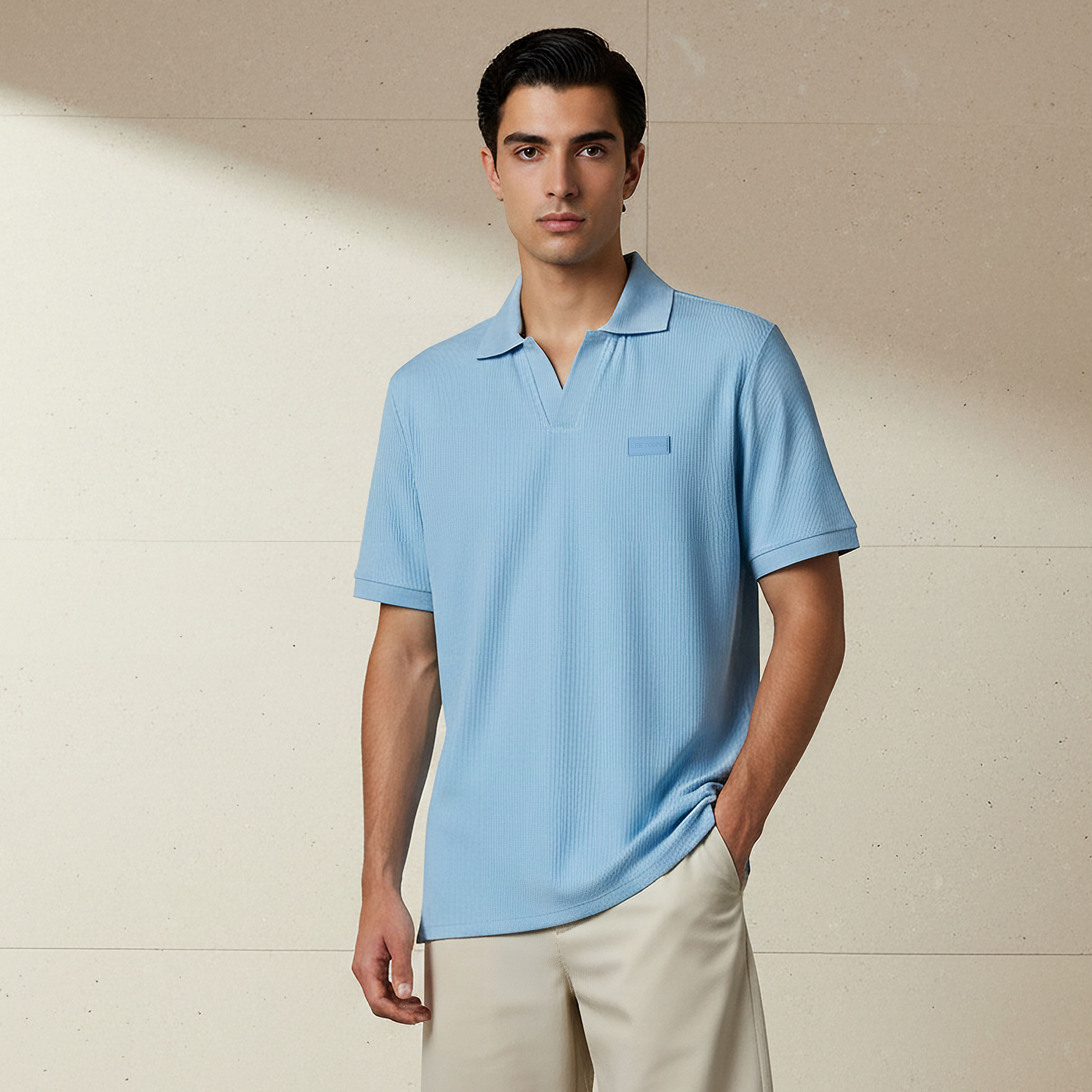 Lee Cooper Men Regular Fit Collared Neck Short Sleeve Ribbed Polo T-shirt-men-clothing-tshirtsandpolos-tshirts-image-1