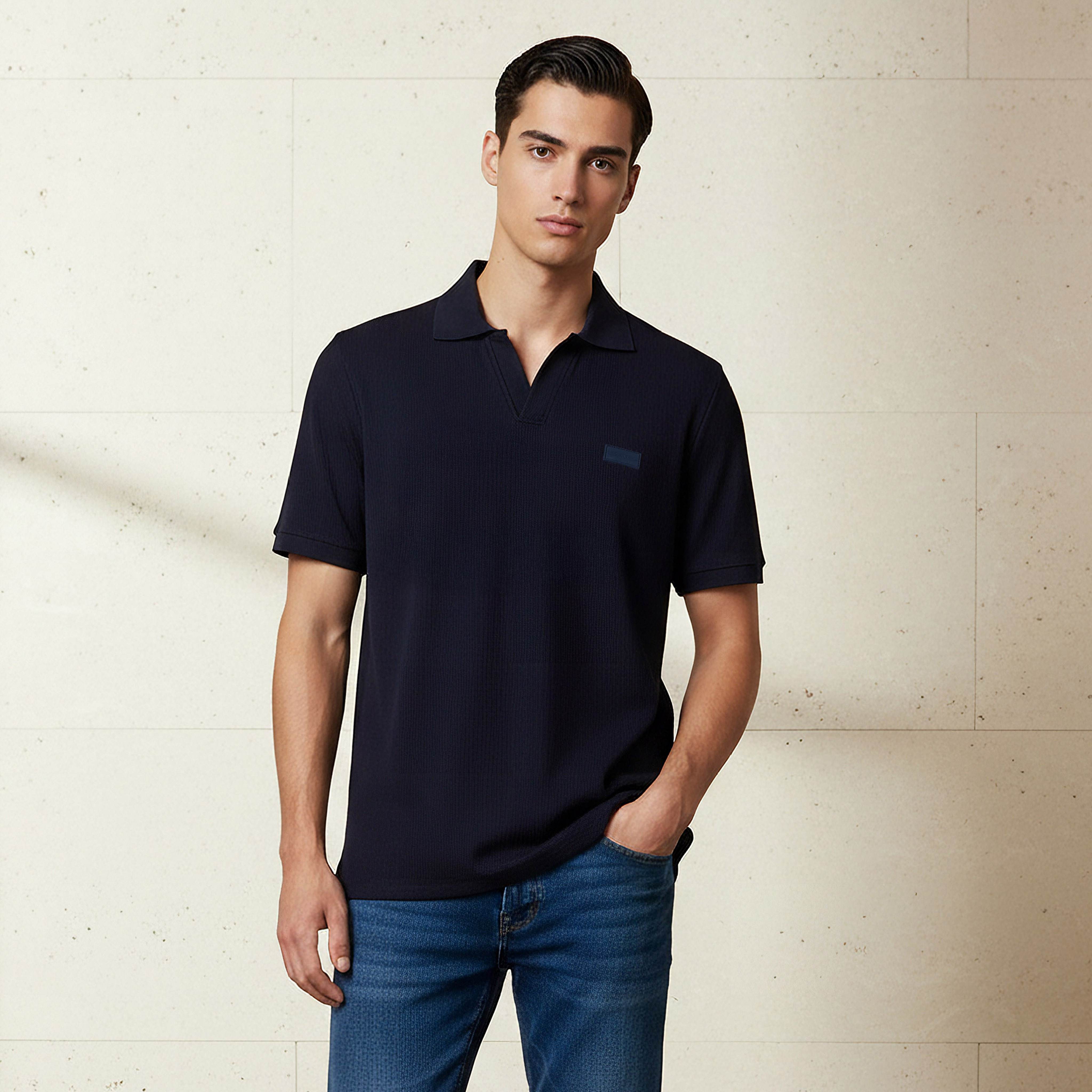 Lee Cooper Men Regular Fit Collared Neck Short Sleeve Ribbed Polo T-shirt-men-clothing-tshirtsandpolos-tshirts-image-1