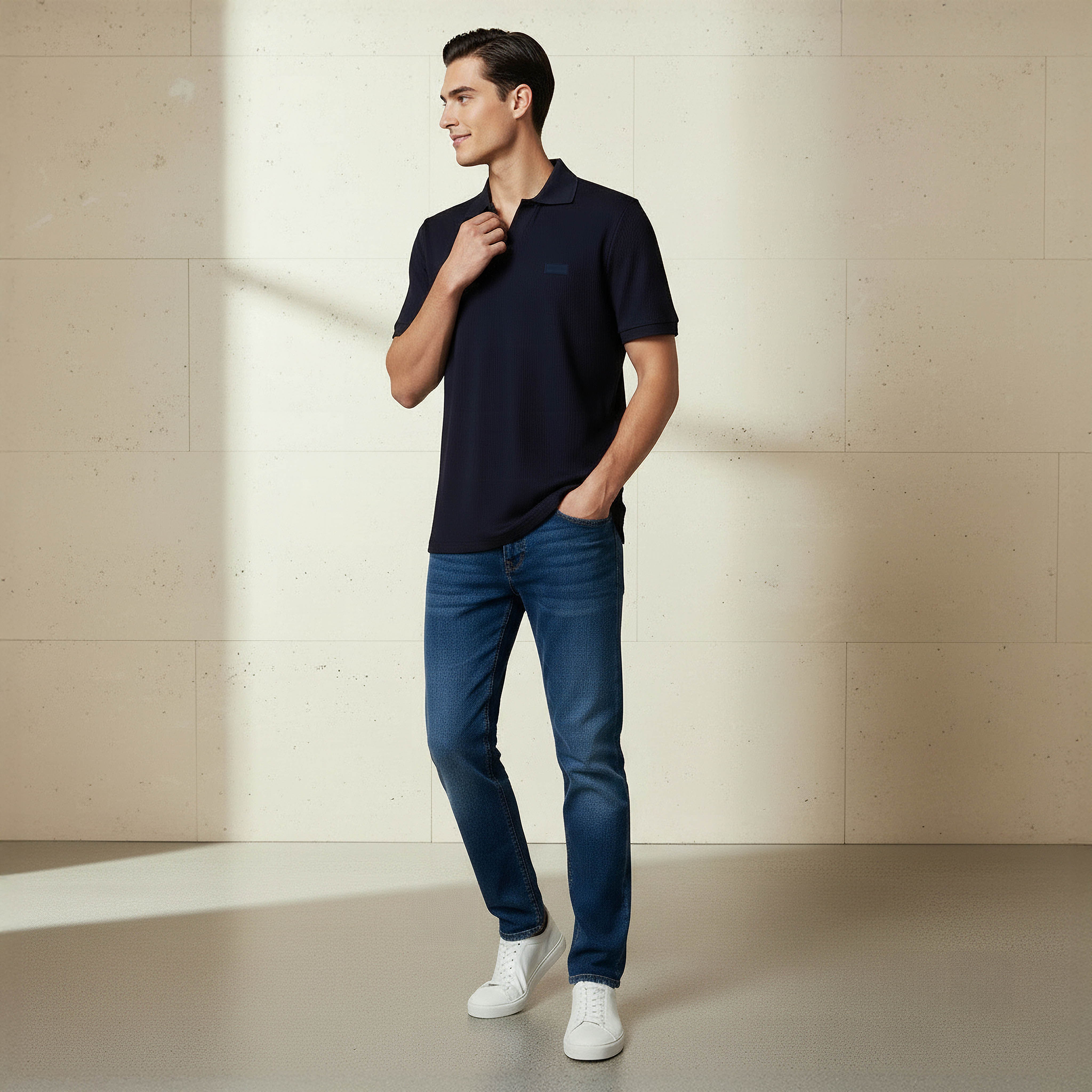 Lee Cooper Men Regular Fit Collared Neck Short Sleeve Ribbed Polo T-shirt-men-clothing-tshirtsandpolos-tshirts-image-2