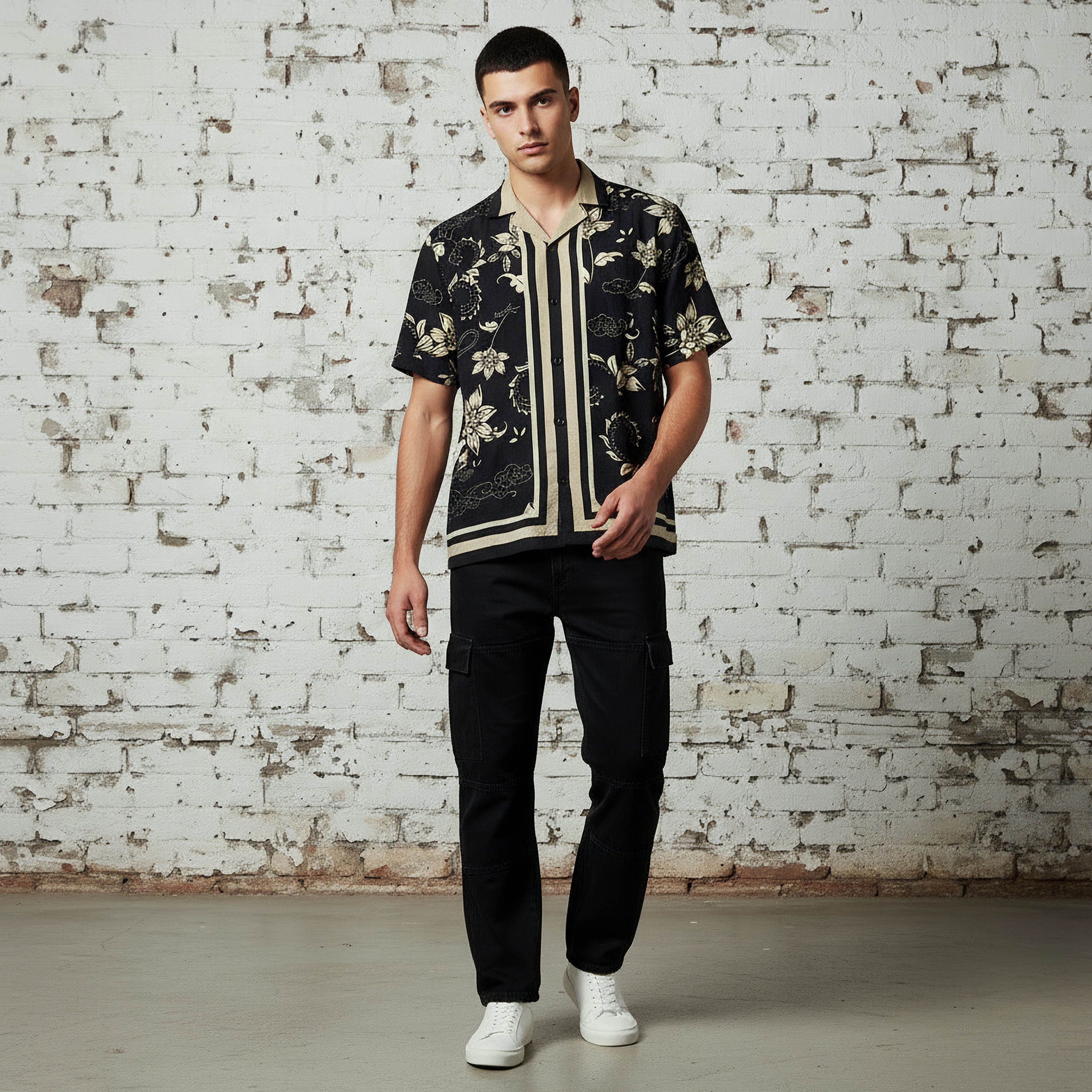 Lee Cooper Men Regular Fit Collared Floral Print Short Sleeve Shirt-men-clothing-shirts-image-2