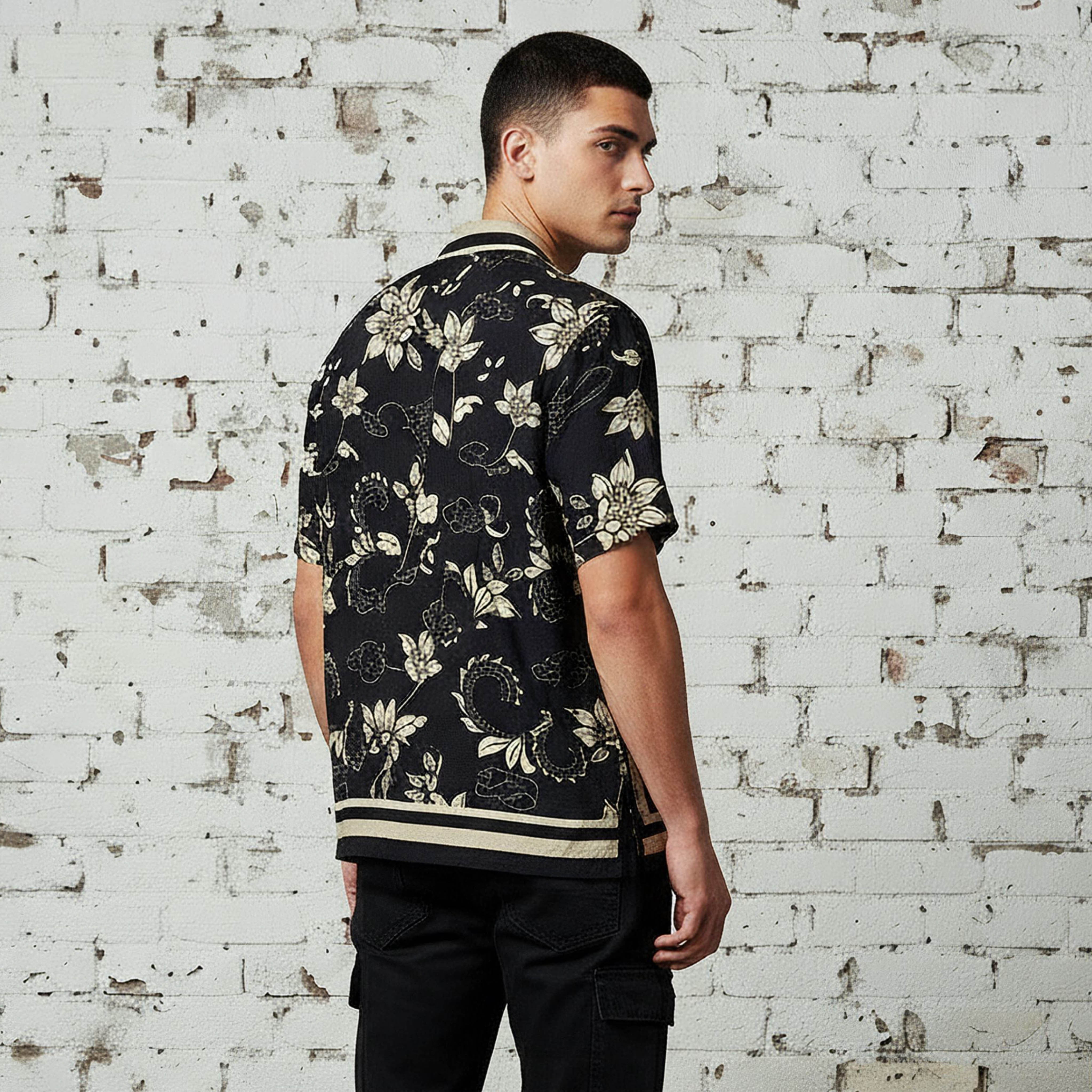 Lee Cooper Men Regular Fit Collared Floral Print Short Sleeve Shirt-men-clothing-shirts-image-3