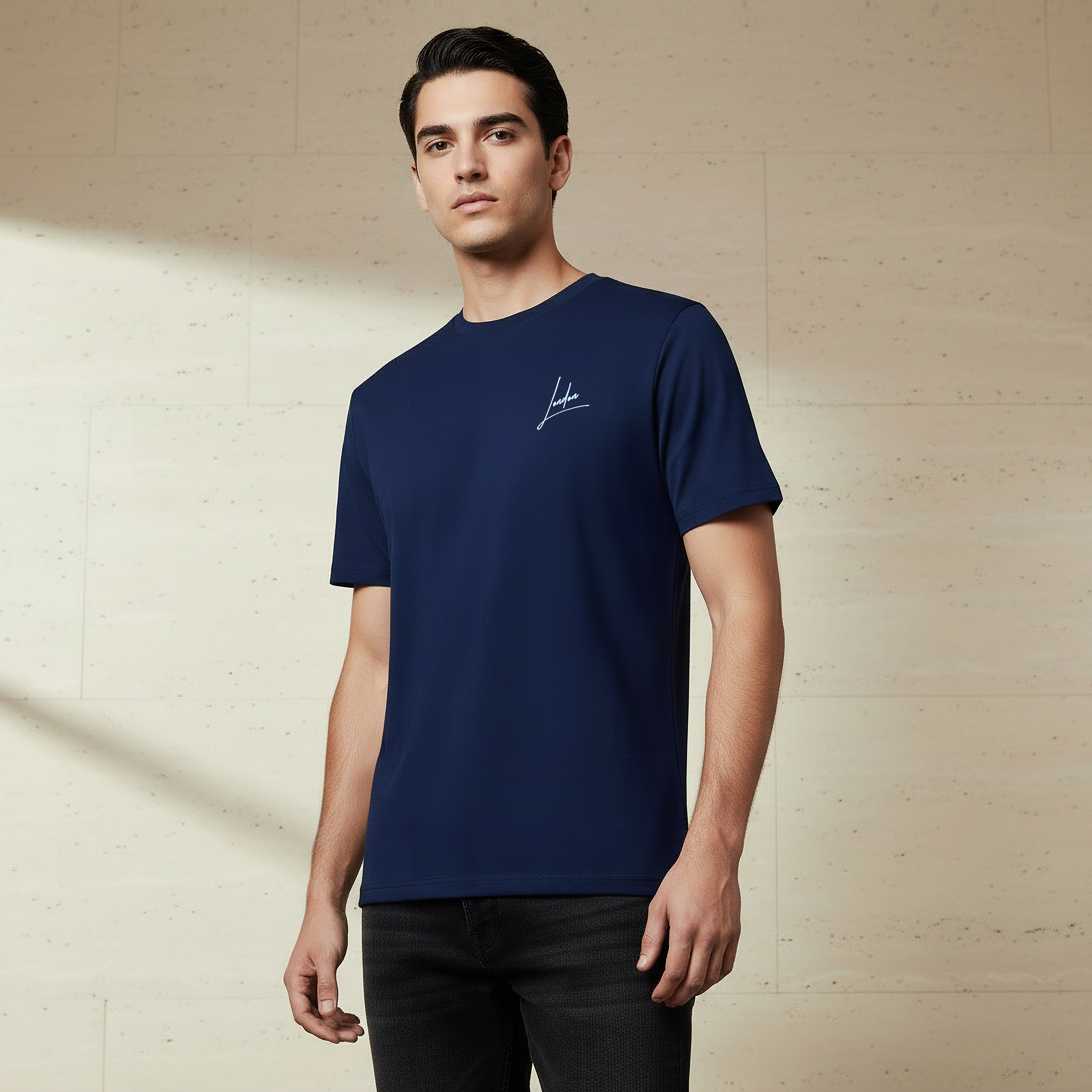 تيشيرت رجالي بقصة عادية بأكمام قصيرة ورقبة ضيقة وطبعات من لي كوبر-men-clothing-tshirtsandpolos-tshirts-image-1