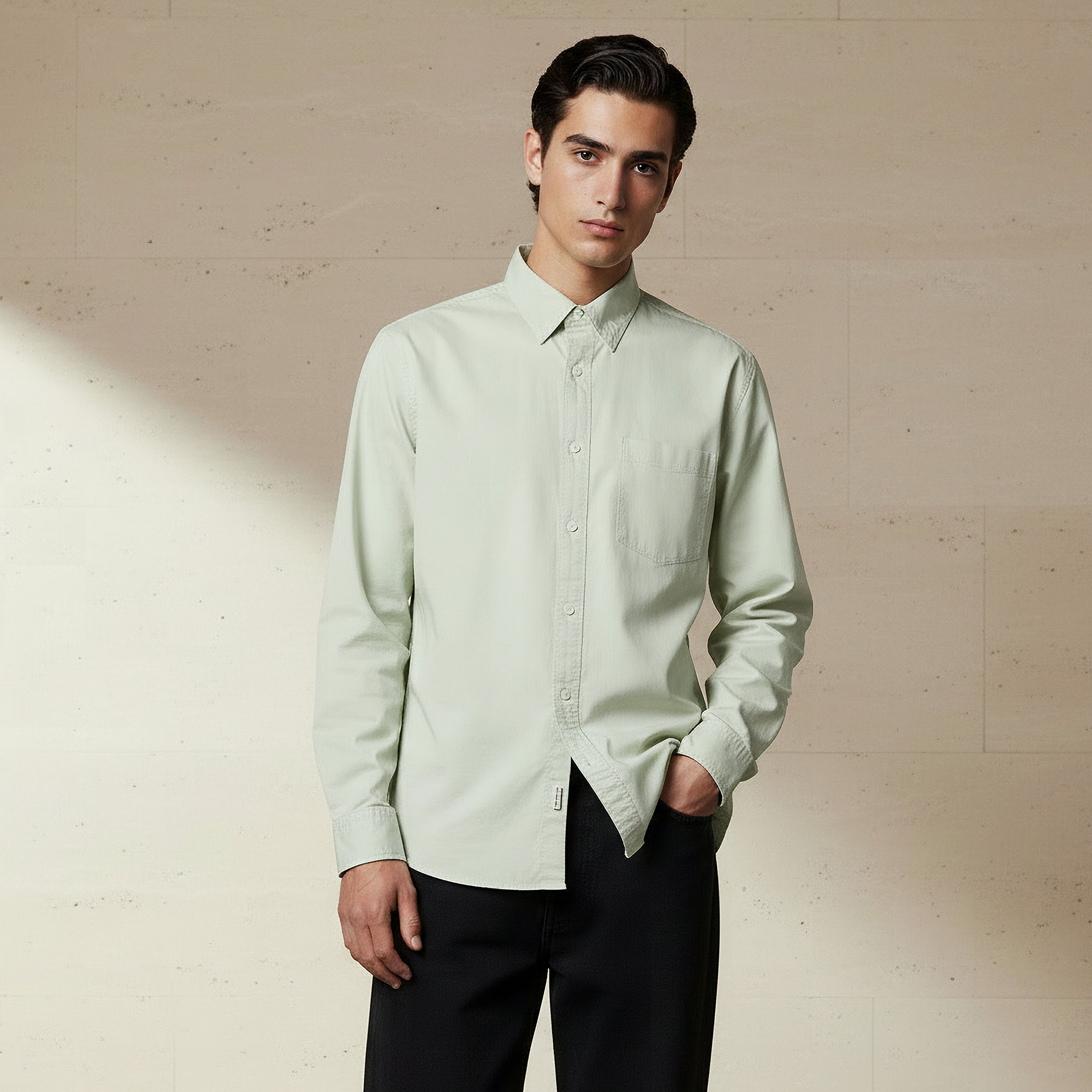 Lee Cooper Men Regular Fit Collared Long Sleeve Shirt-men-clothing-shirts-image-1