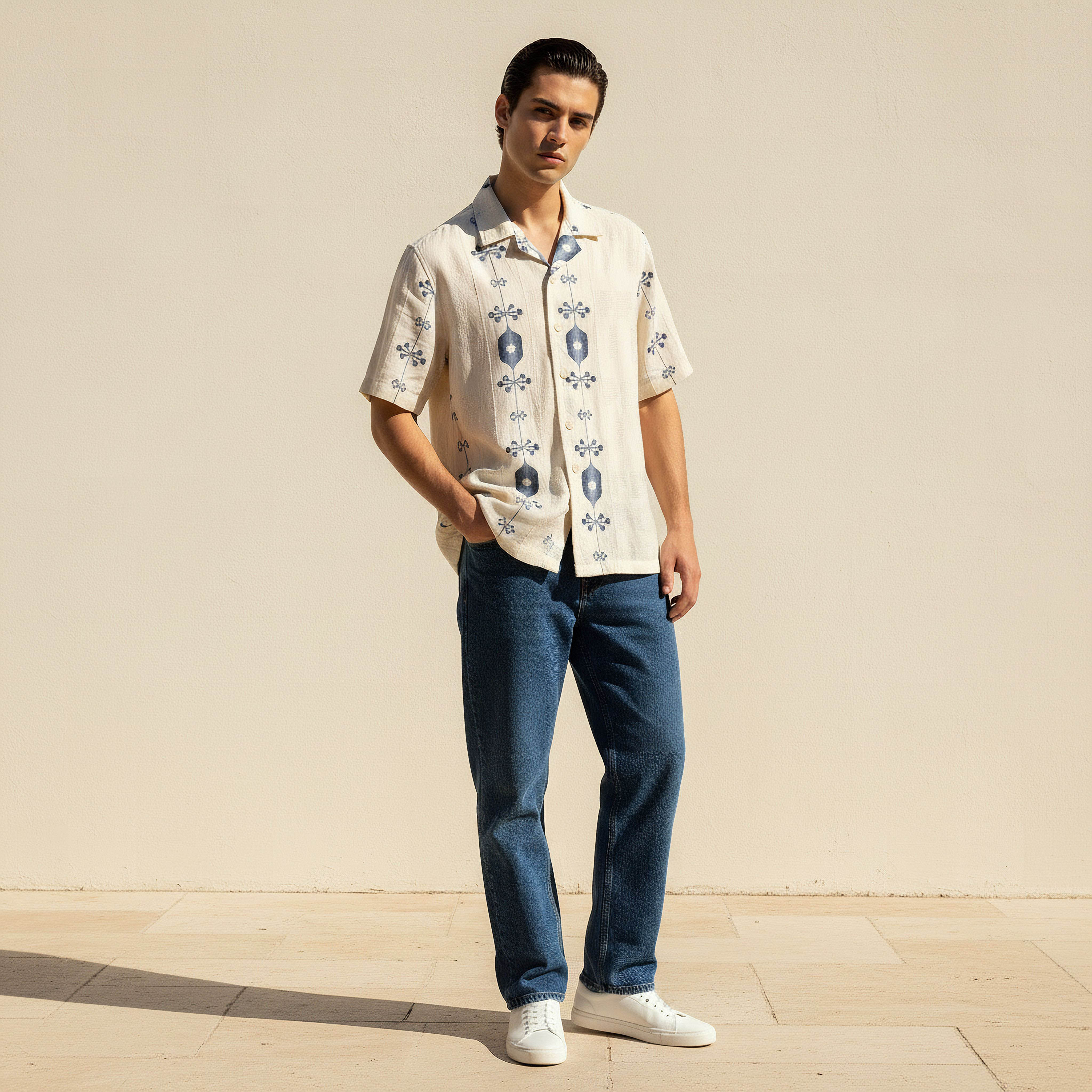 Lee Cooper Men Regular Fit Camp Collar Printed Short Sleeves Shirt-men-clothing-shirts-image-3
