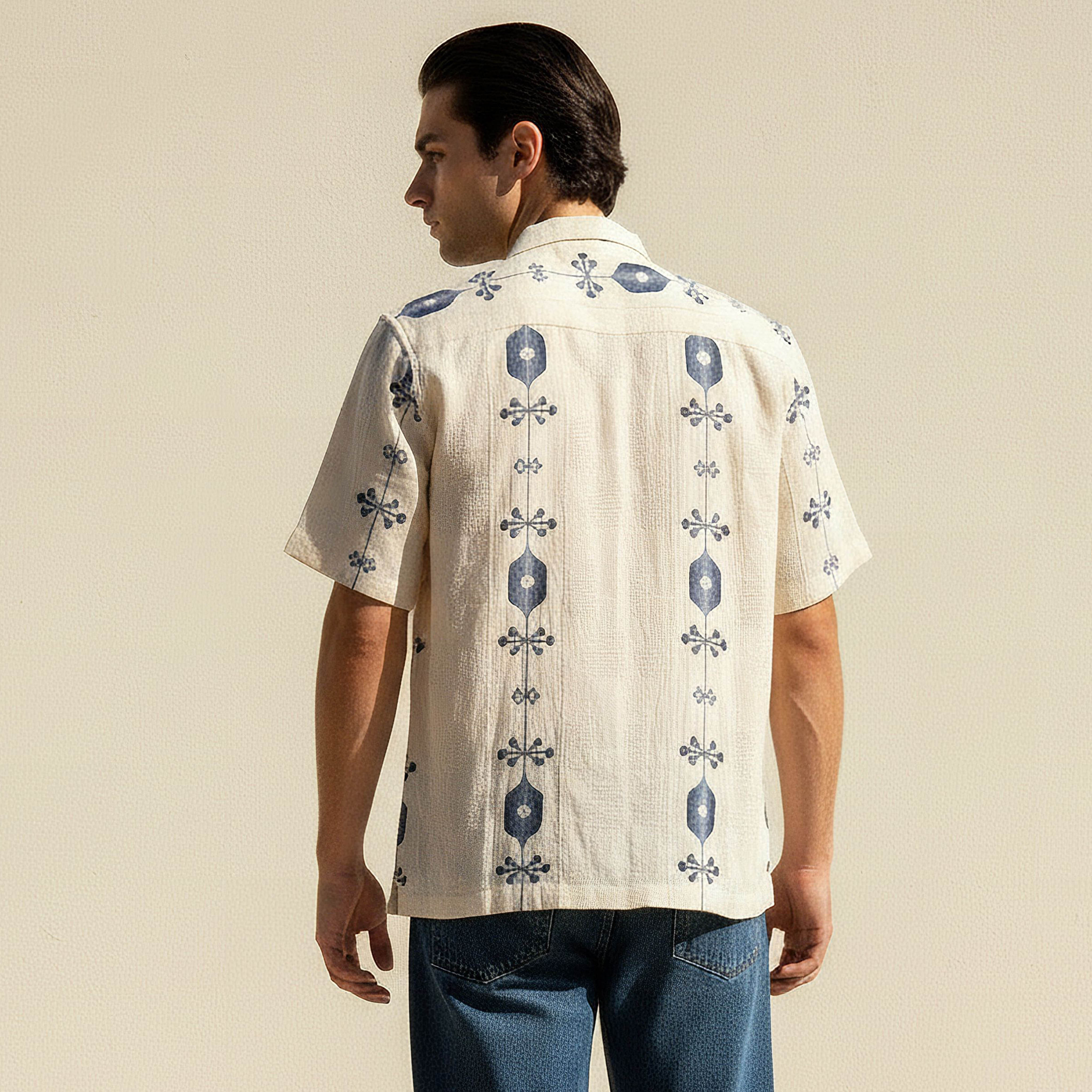 Lee Cooper Men Regular Fit Camp Collar Printed Short Sleeves Shirt-men-clothing-shirts-image-4