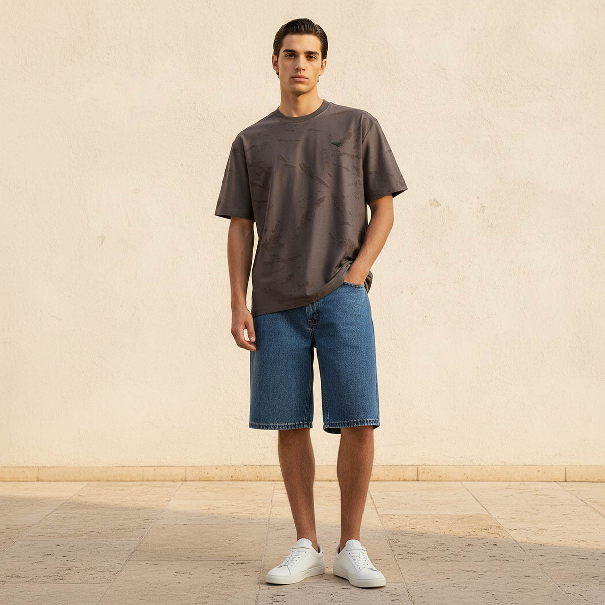 Lee Cooper Men Regular Fit Crew Neck Short Sleeves Jacquard T-shirt-men-clothing-tshirtsandpolos-tshirts-image-3