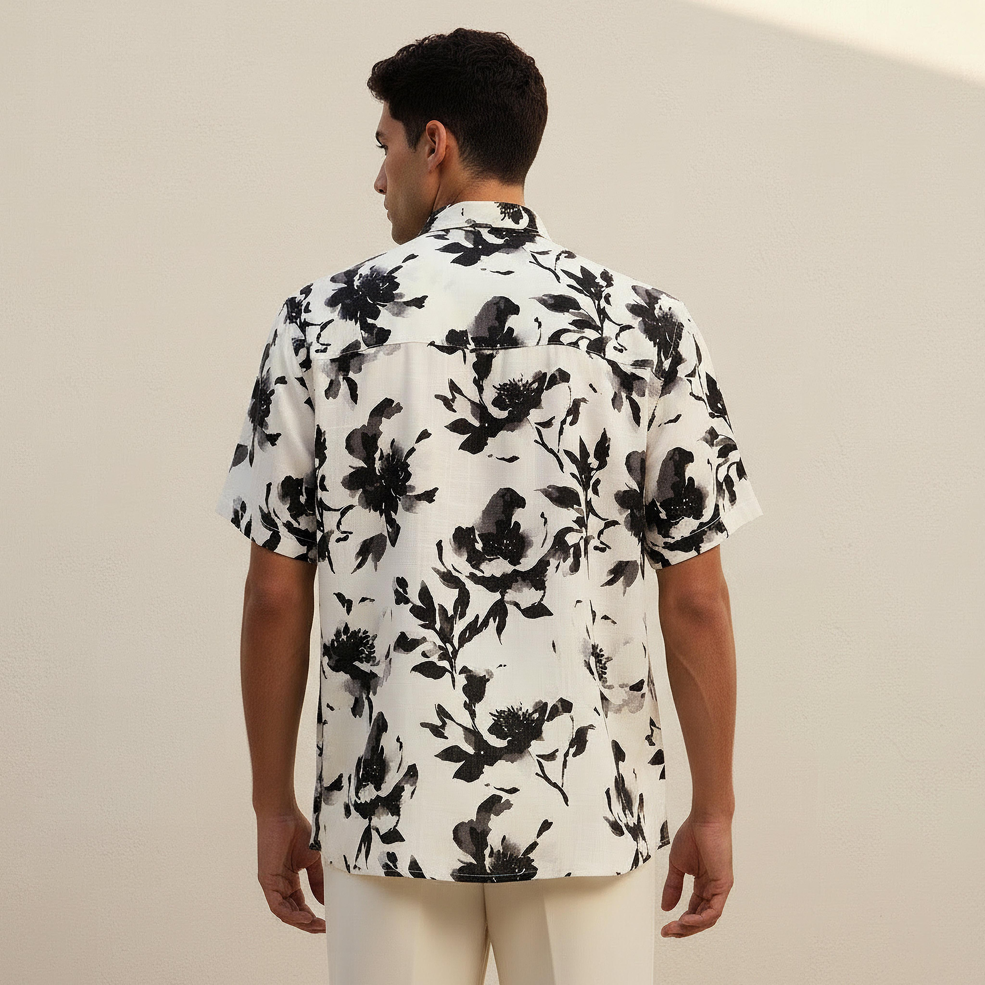 Lee Cooper Men Regular Fit Collared Leaf Print Short Sleeves Shirt-men-clothing-shirts-image-4