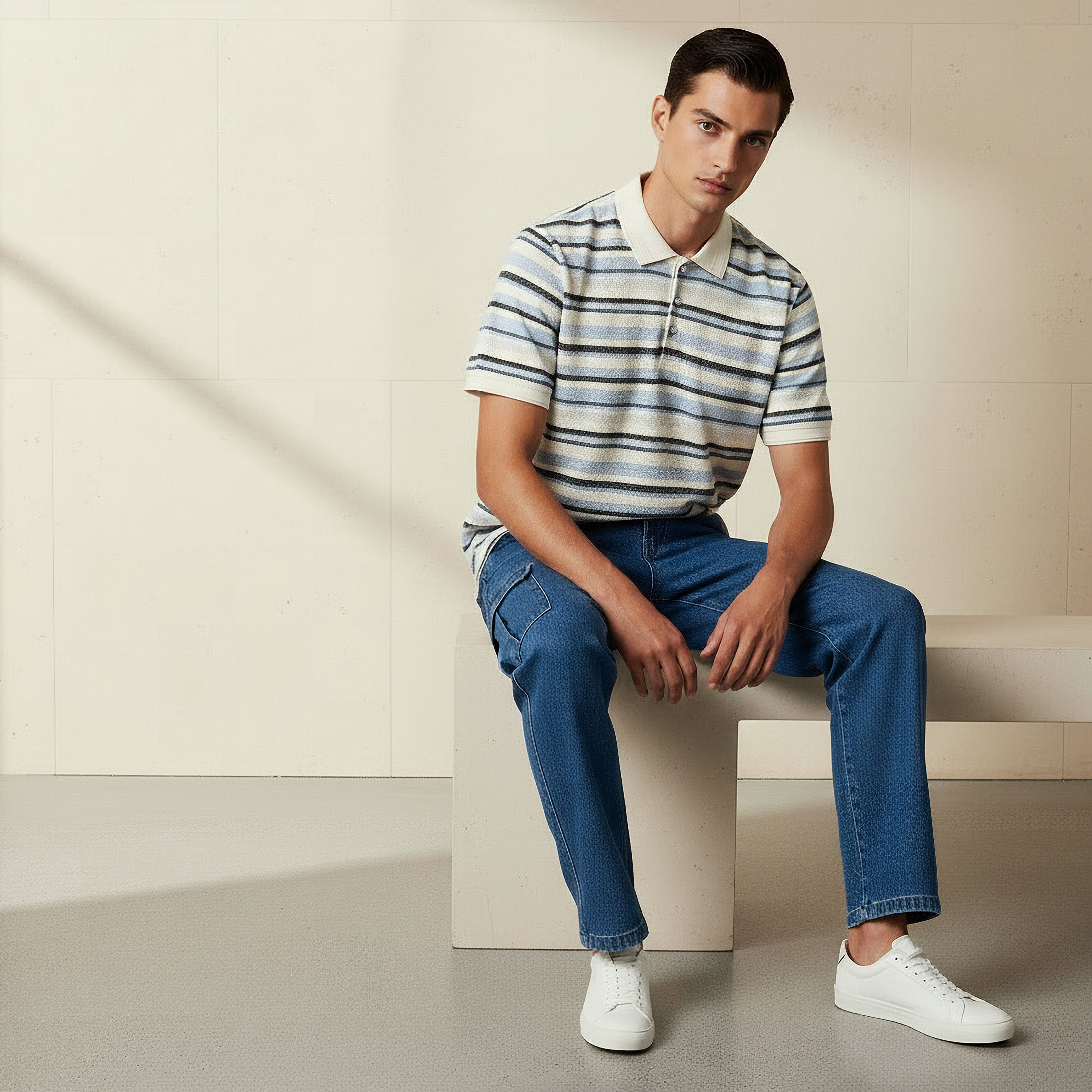 Lee Cooper Men Regular Fit Collared Short Sleeves Striped Polo T-shirt-men-clothing-tshirtsandpolos-tshirts-image-5
