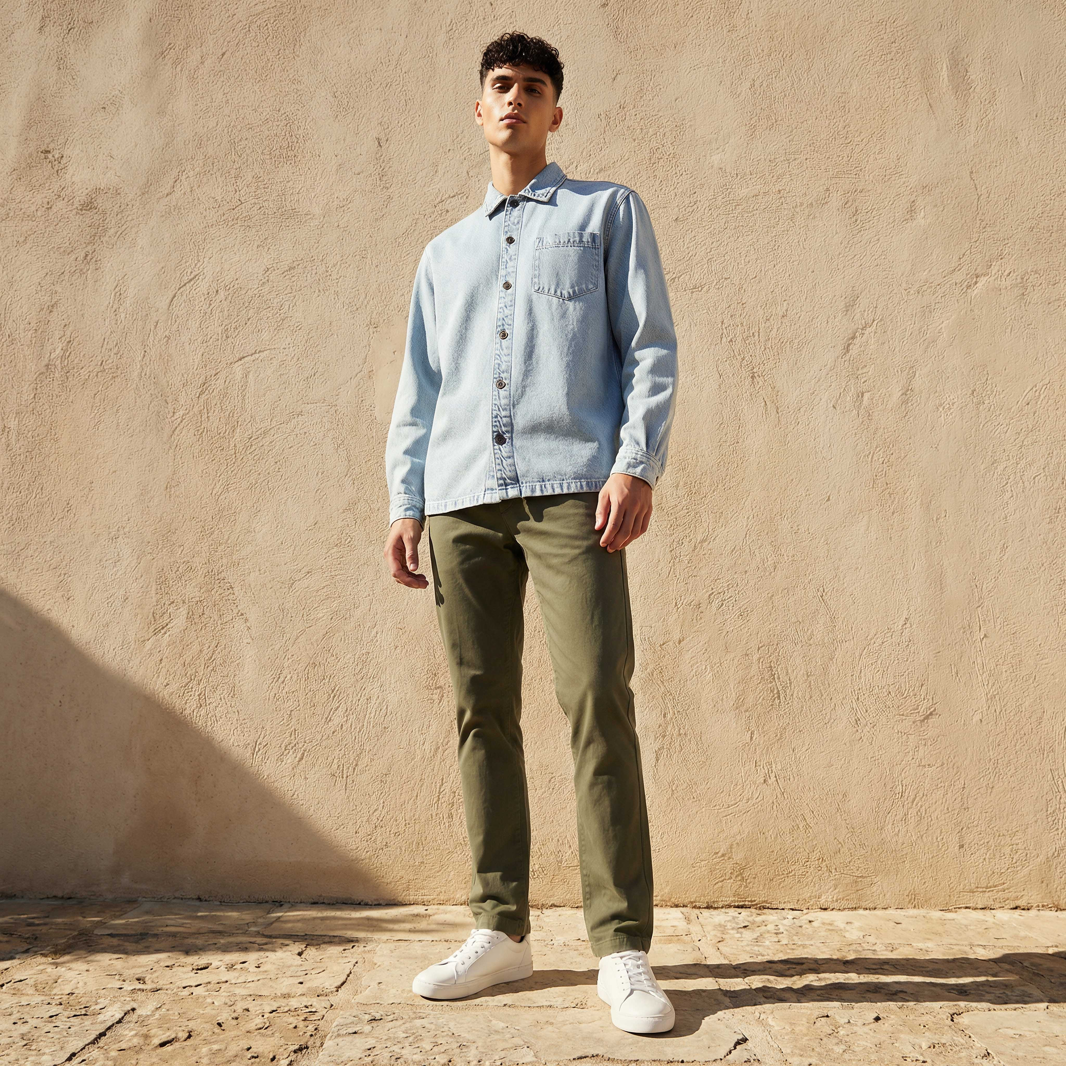 Lee Cooper Men Regular Fit Collared Long Sleeves Denim Shirt-men-clothing-shirts-image-2