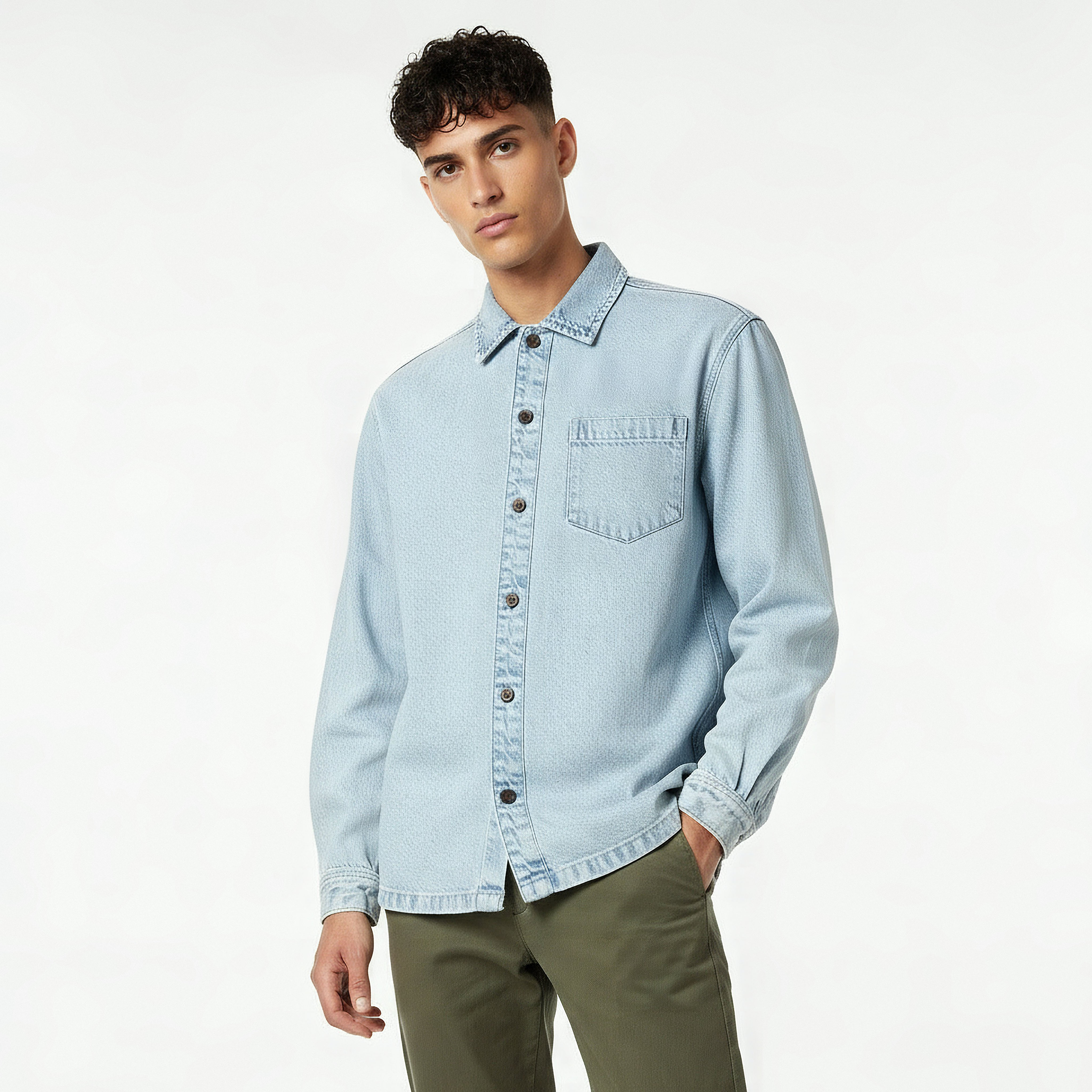 Lee Cooper Men Regular Fit Collared Long Sleeves Denim Shirt-men-clothing-shirts-image-5