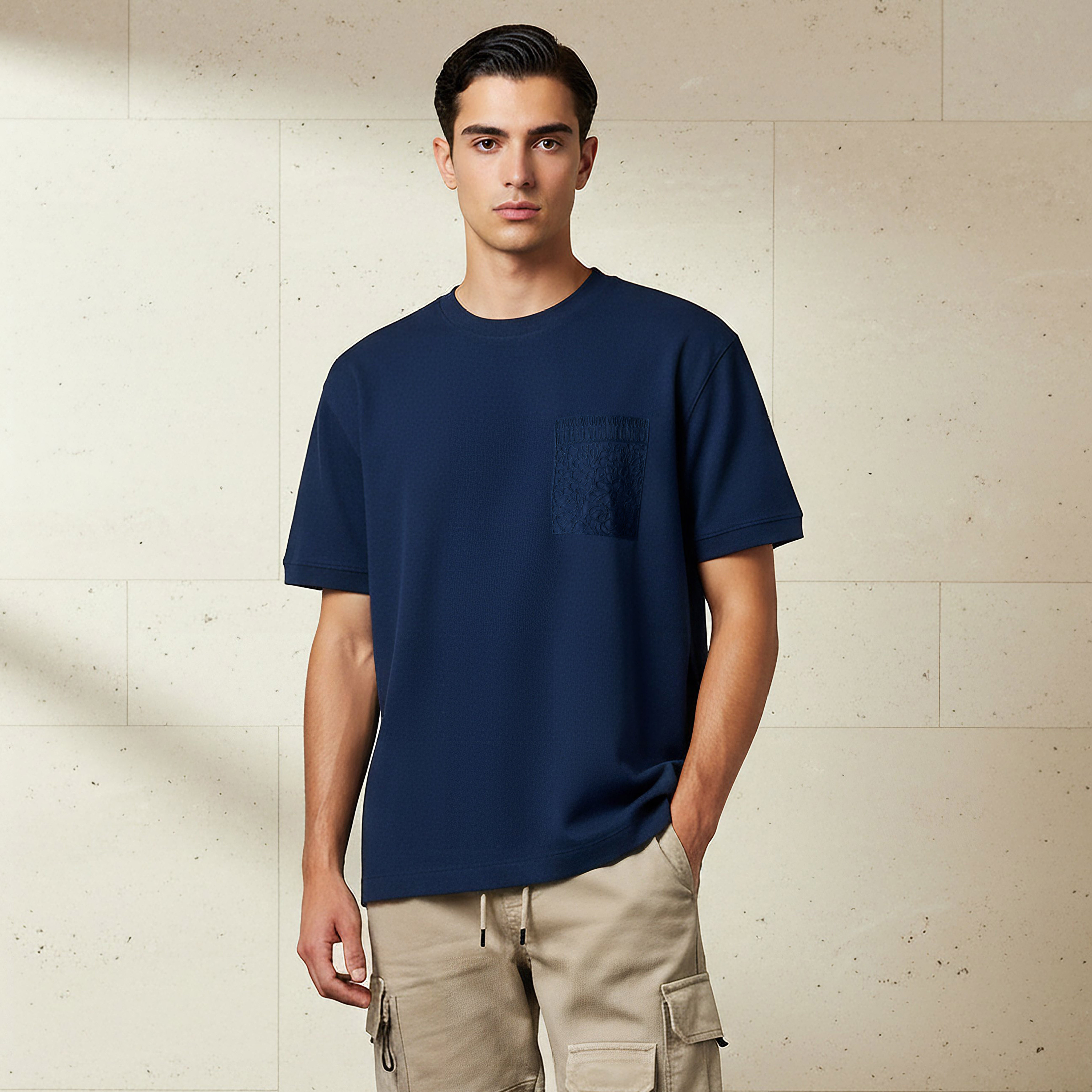 Lee Cooper Men Regular Fit Crew Neck Short Sleeves Embroidered T-shirt-men-clothing-tshirtsandpolos-tshirts-image-1