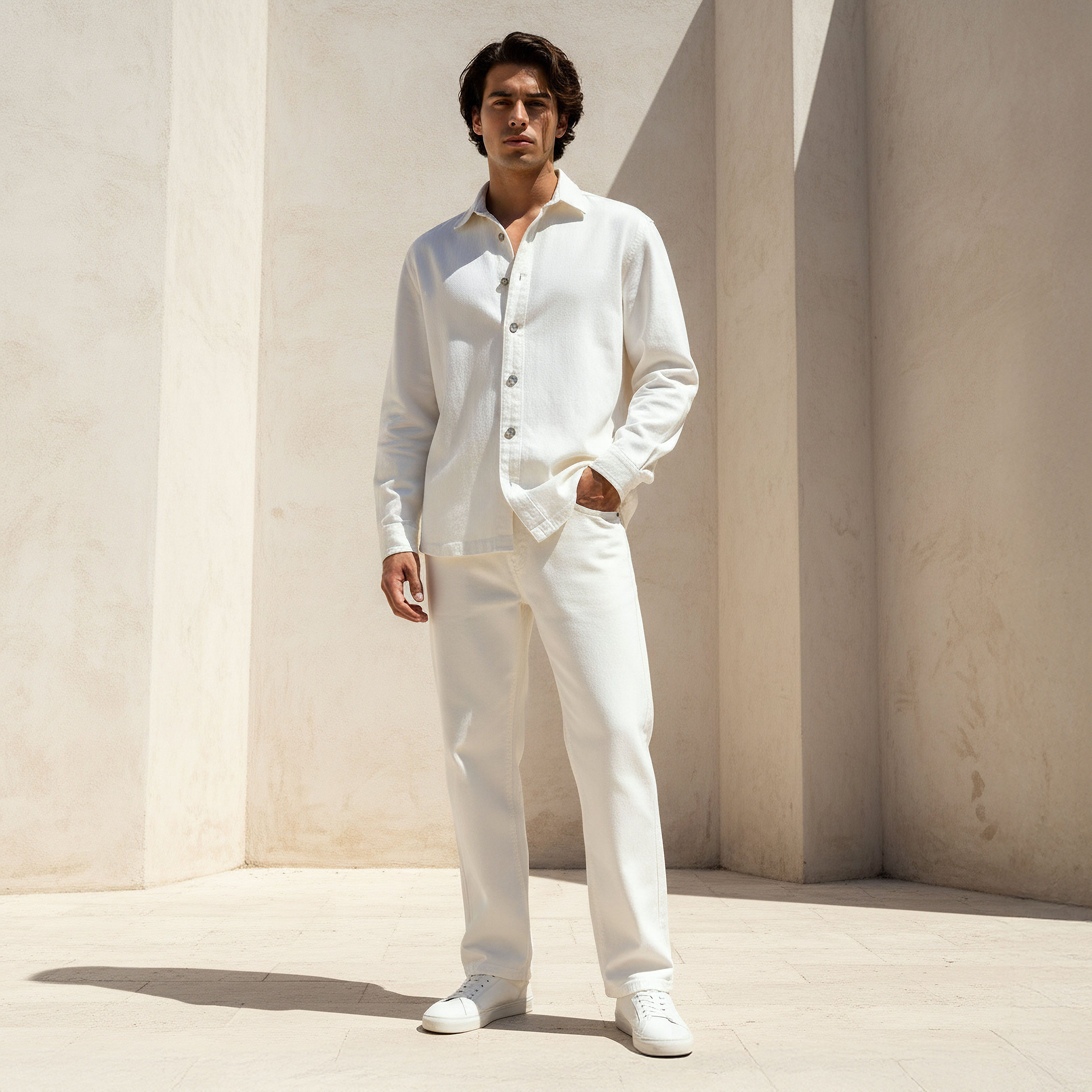 قميص دينم بياقة عادية وأكمام طويلة للرجال من لي كوبر-men-clothing-shirts-image-3