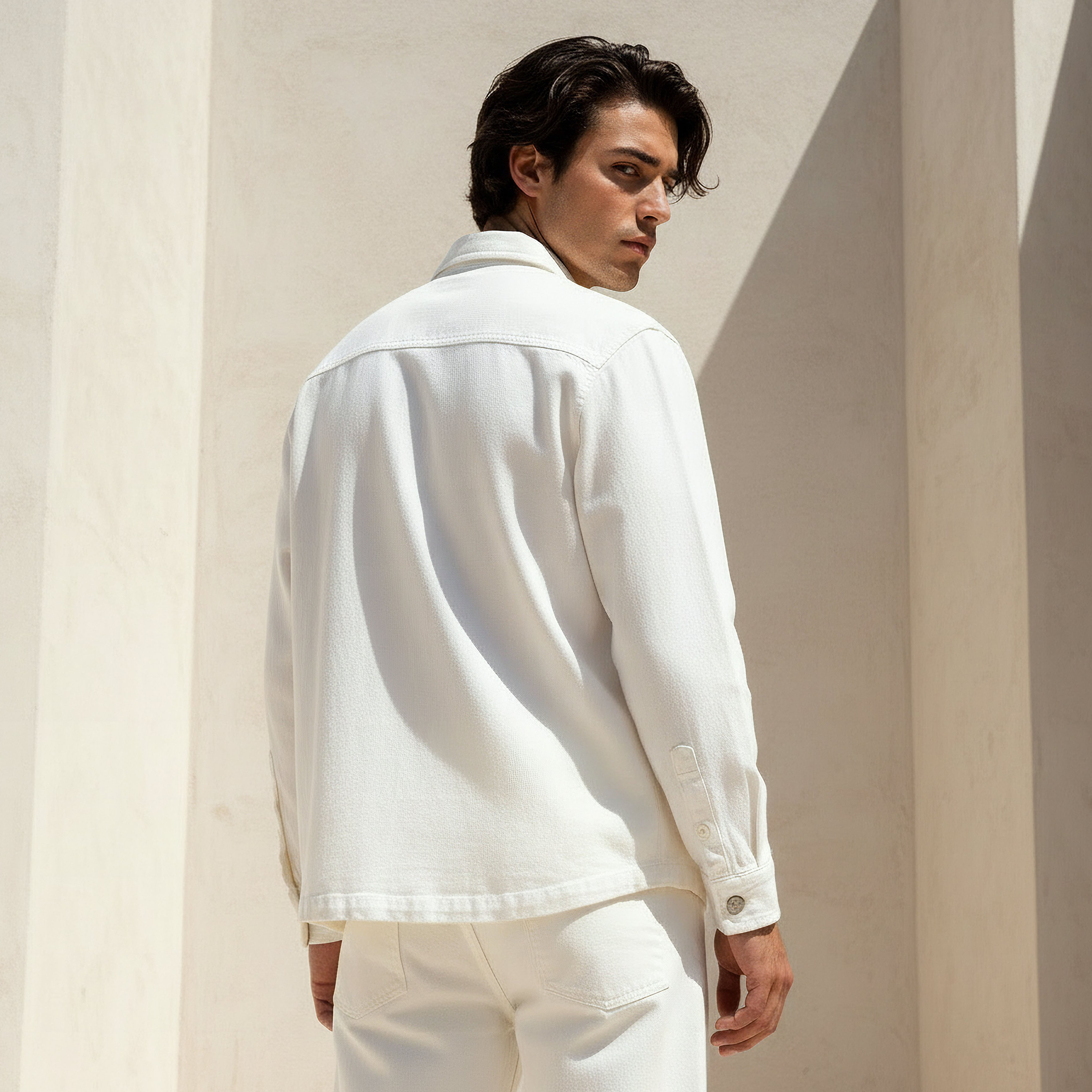 قميص دينم بياقة عادية وأكمام طويلة للرجال من لي كوبر-men-clothing-shirts-image-4