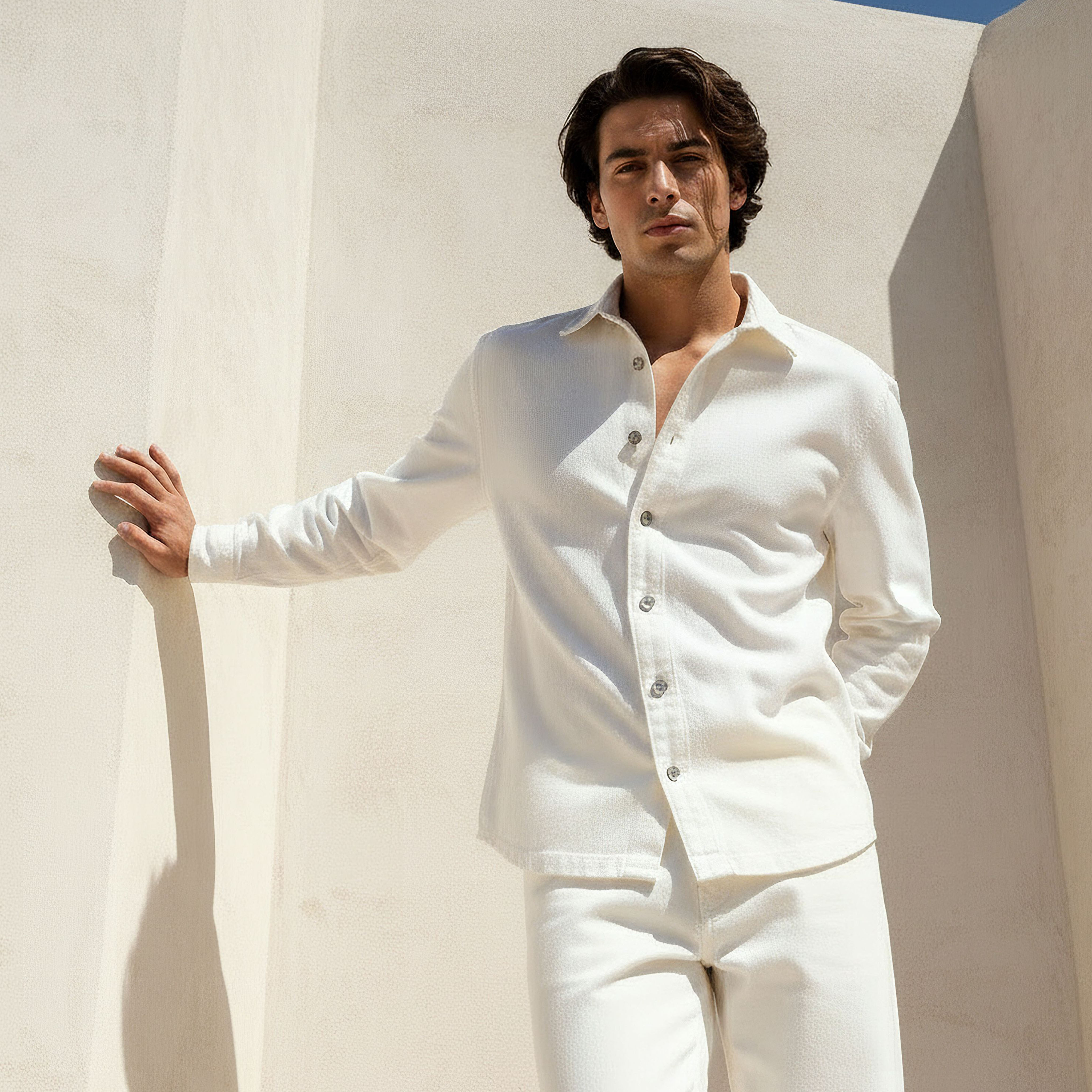 قميص دينم بياقة عادية وأكمام طويلة للرجال من لي كوبر-men-clothing-shirts-image-5