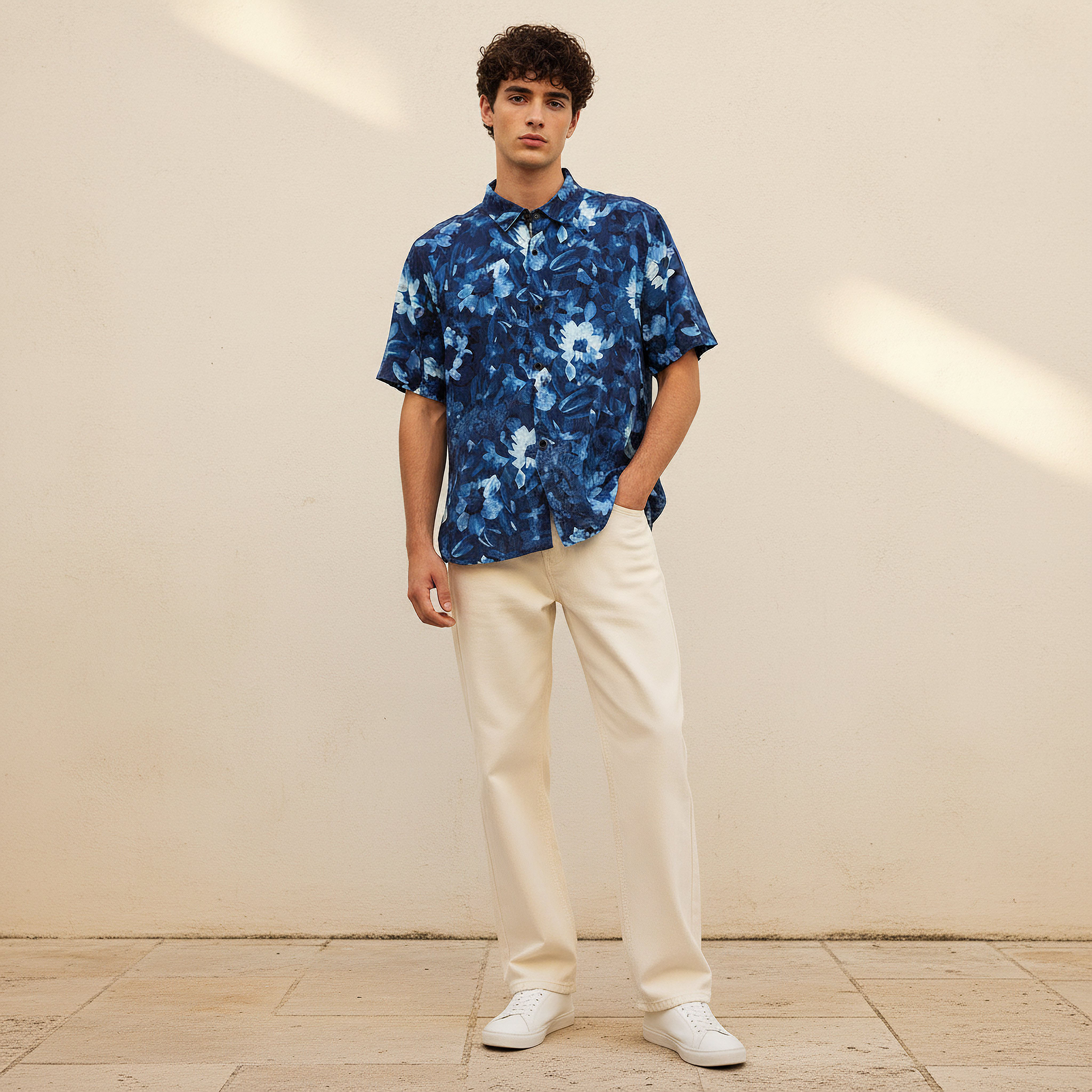 Lee Cooper Men Regular Fit Collared Floral Print Short Sleeves Shirt-men-clothing-shirts-image-3