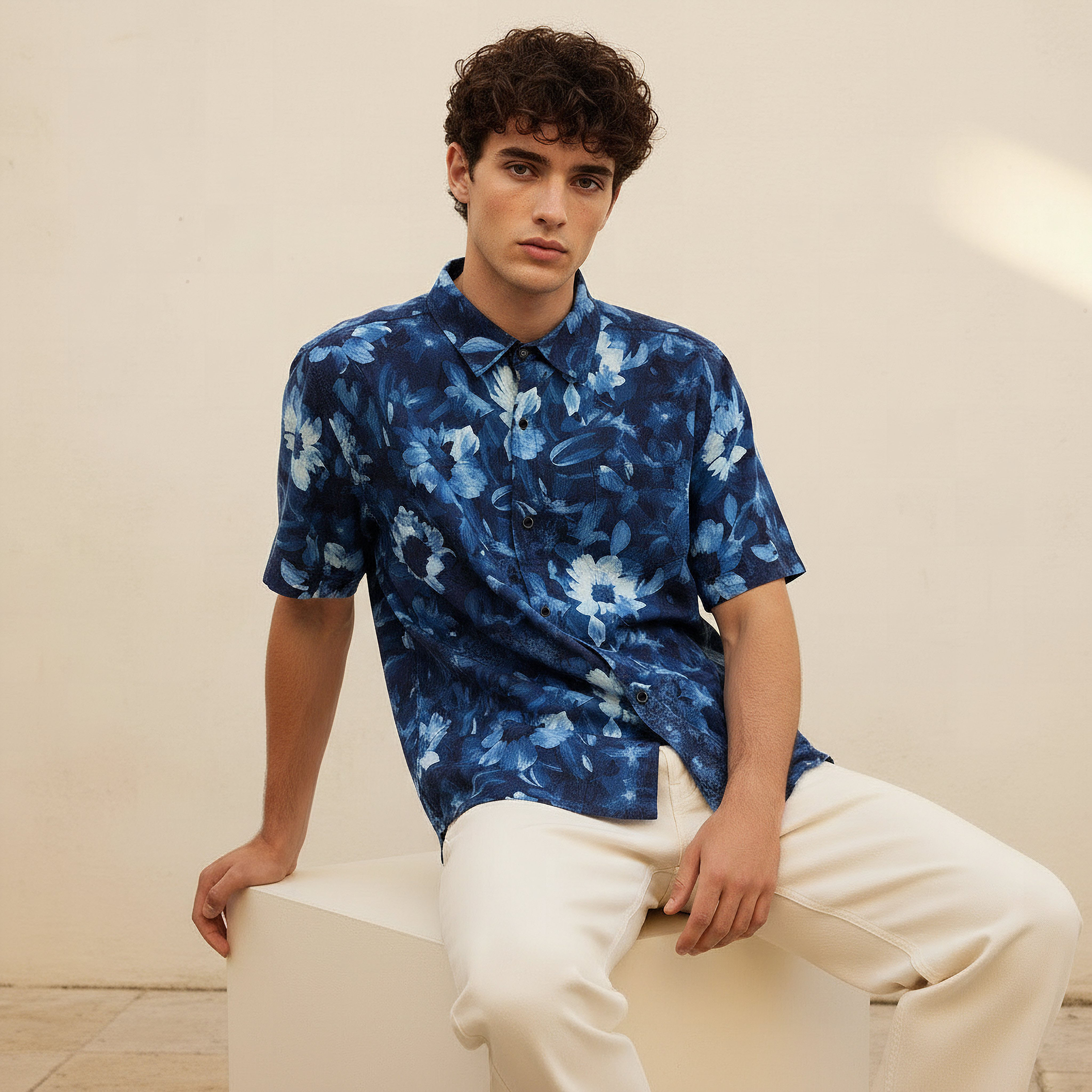 Lee Cooper Men Regular Fit Collared Floral Print Short Sleeves Shirt-men-clothing-shirts-image-5