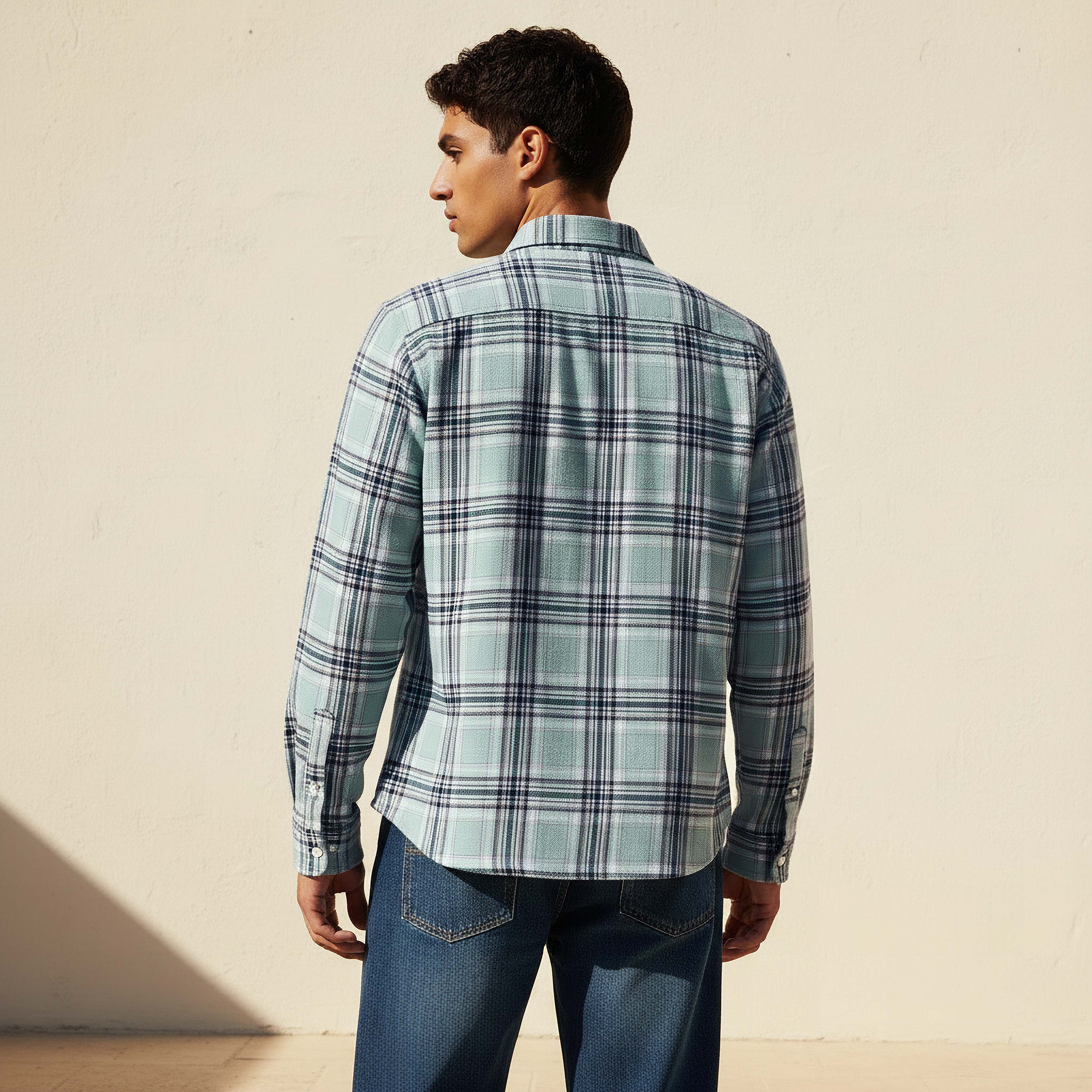 Lee Cooper Men Regular Fit Collared Checked Long Sleeve Shirt-men-clothing-shirts-image-4