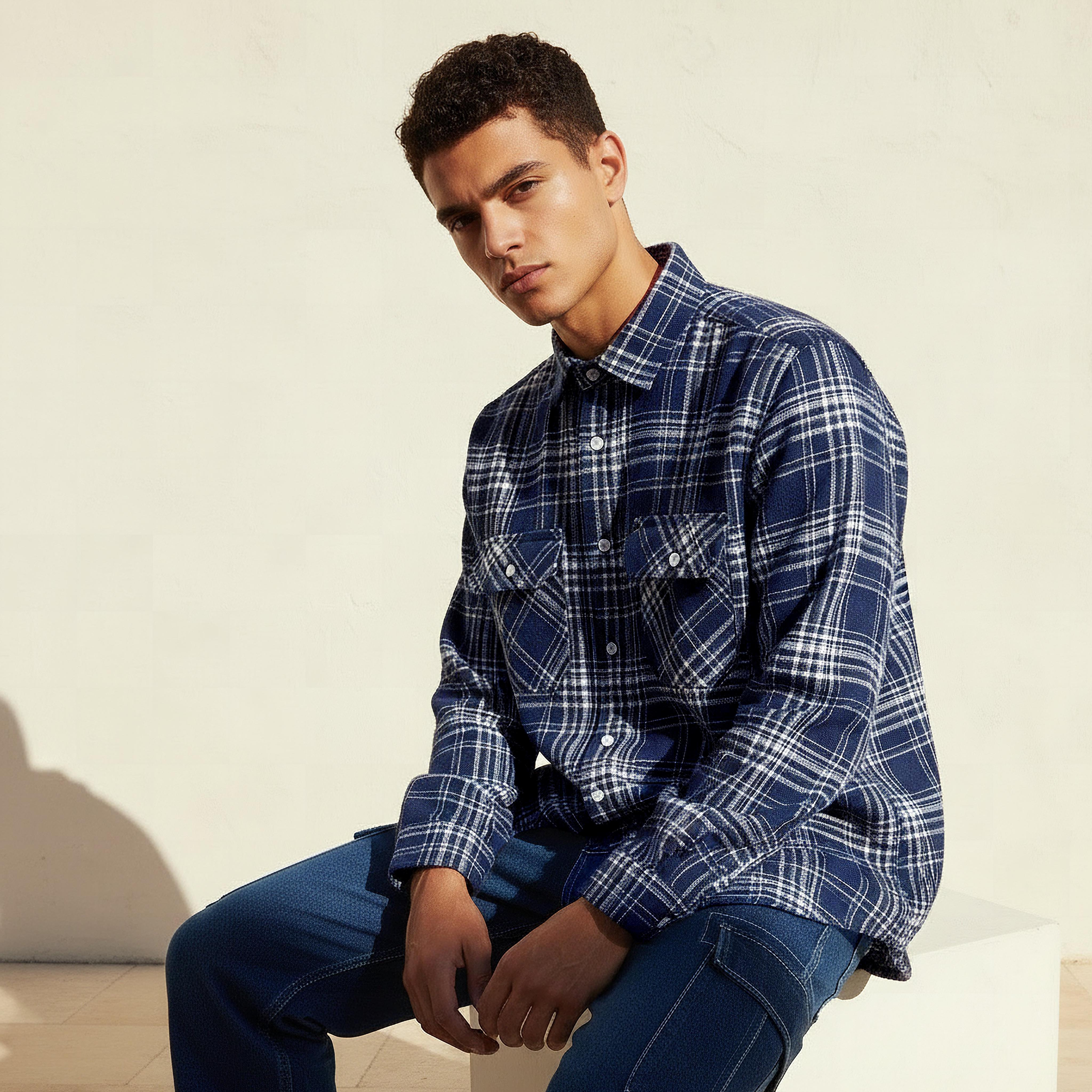 Lee Cooper Men Regular Fit Collared Checked Long Sleeve Shirt-men-clothing-shirts-image-1