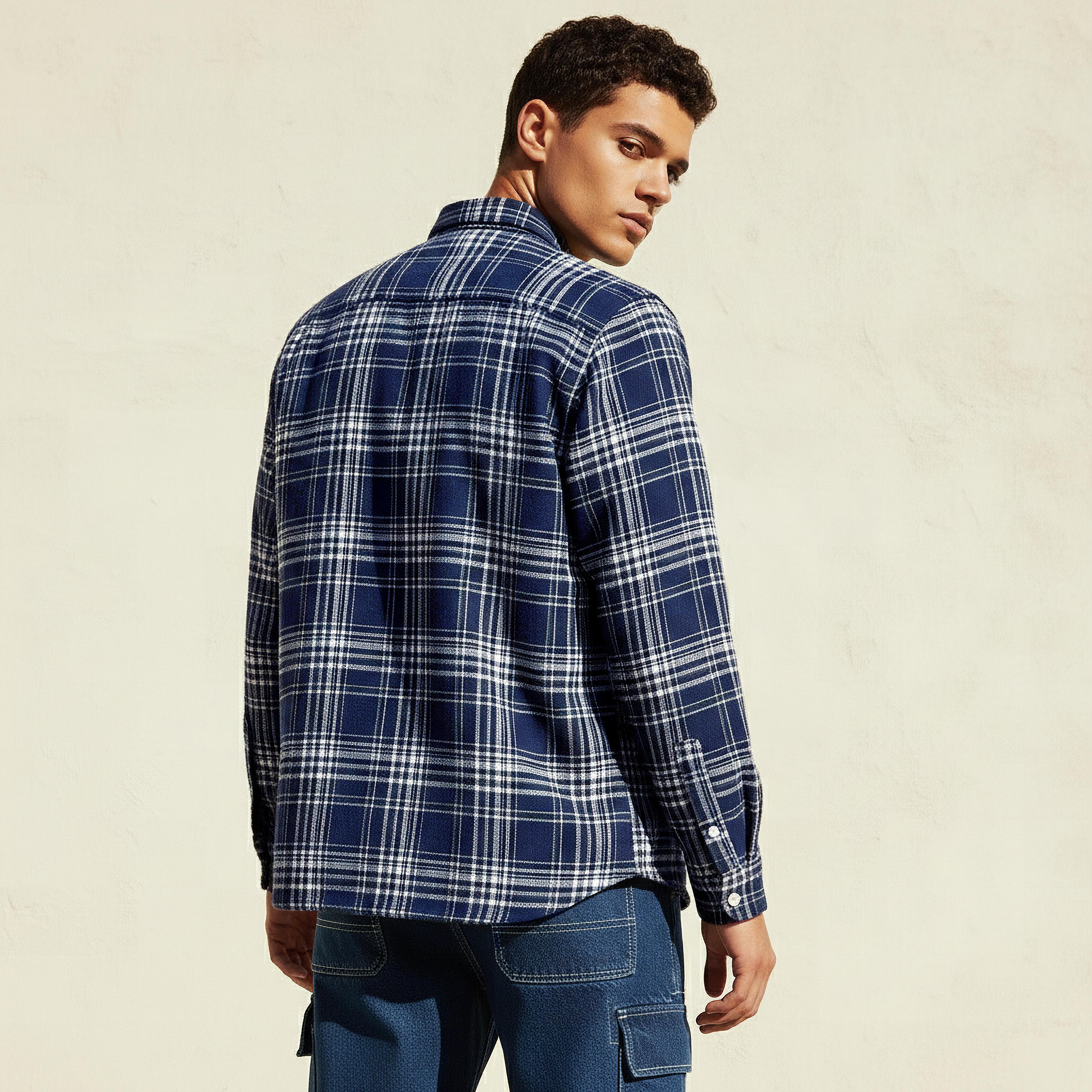 Lee Cooper Men Regular Fit Collared Checked Long Sleeve Shirt-men-clothing-shirts-image-4