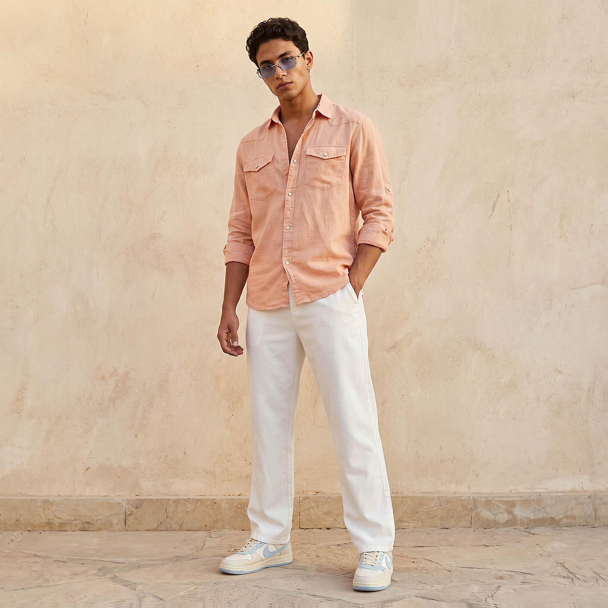 Lee Cooper Men Regular Fit Collared Long Sleeves Linen Shirt-men-clothing-shirts-image-3