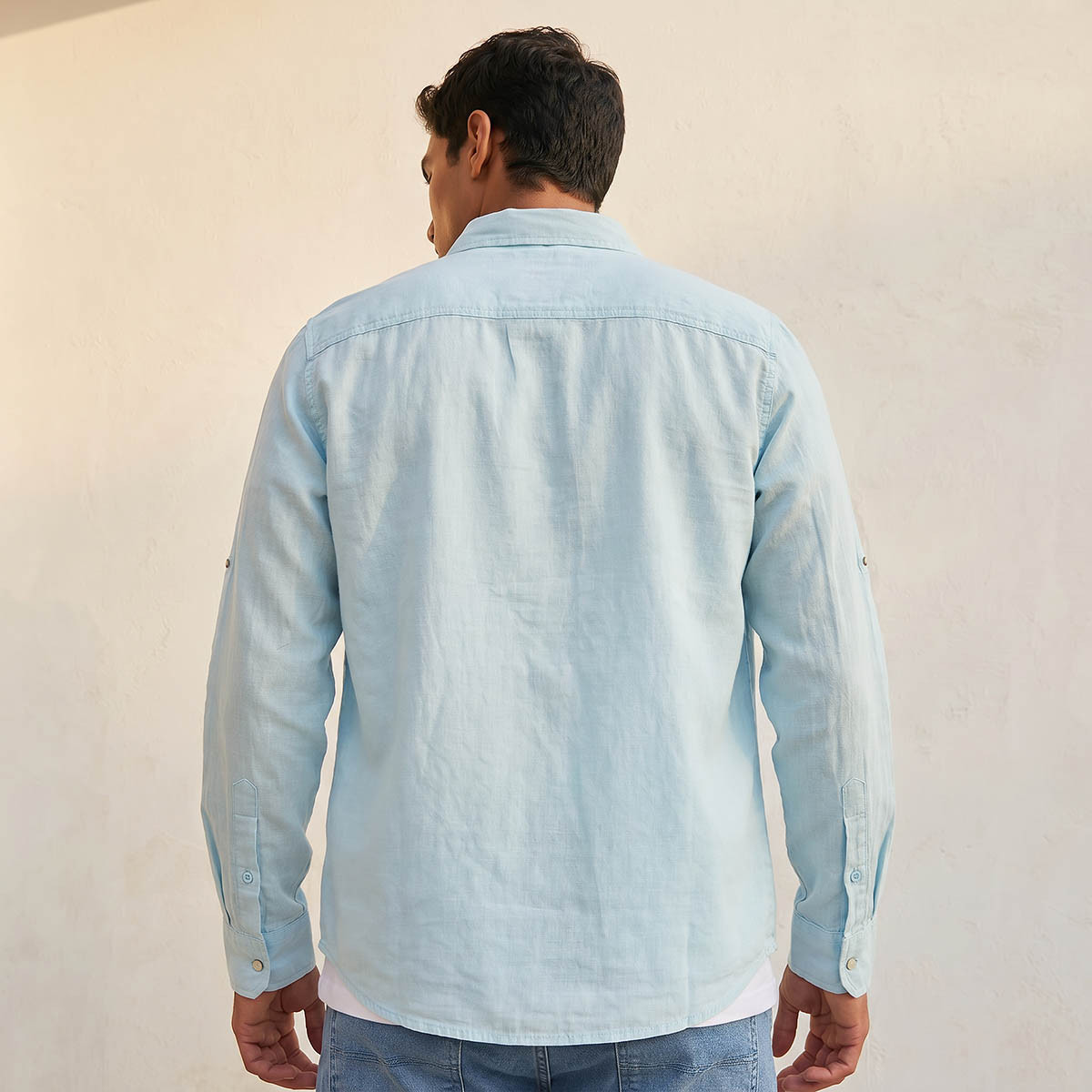 قميص كتان بقصّة عادية وياقة عادية وأكمام طويلة للرجال من لي كوبر-men-clothing-shirts-image-4