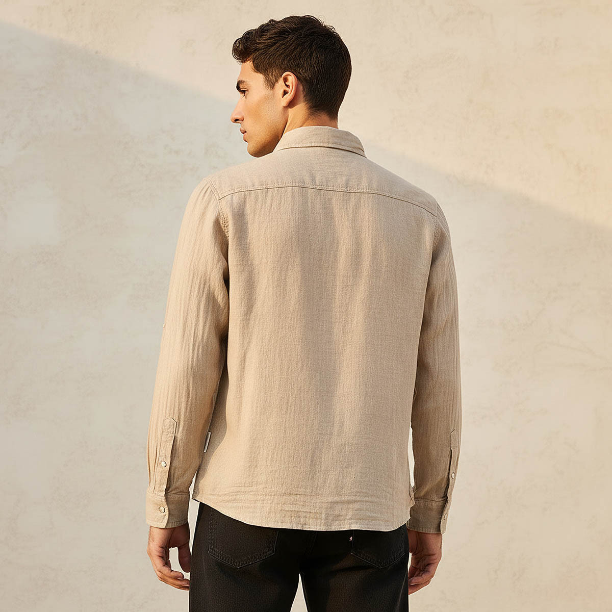 Lee Cooper Men Regular Fit Collared Long Sleeves Linen Shirt-men-clothing-shirts-image-4