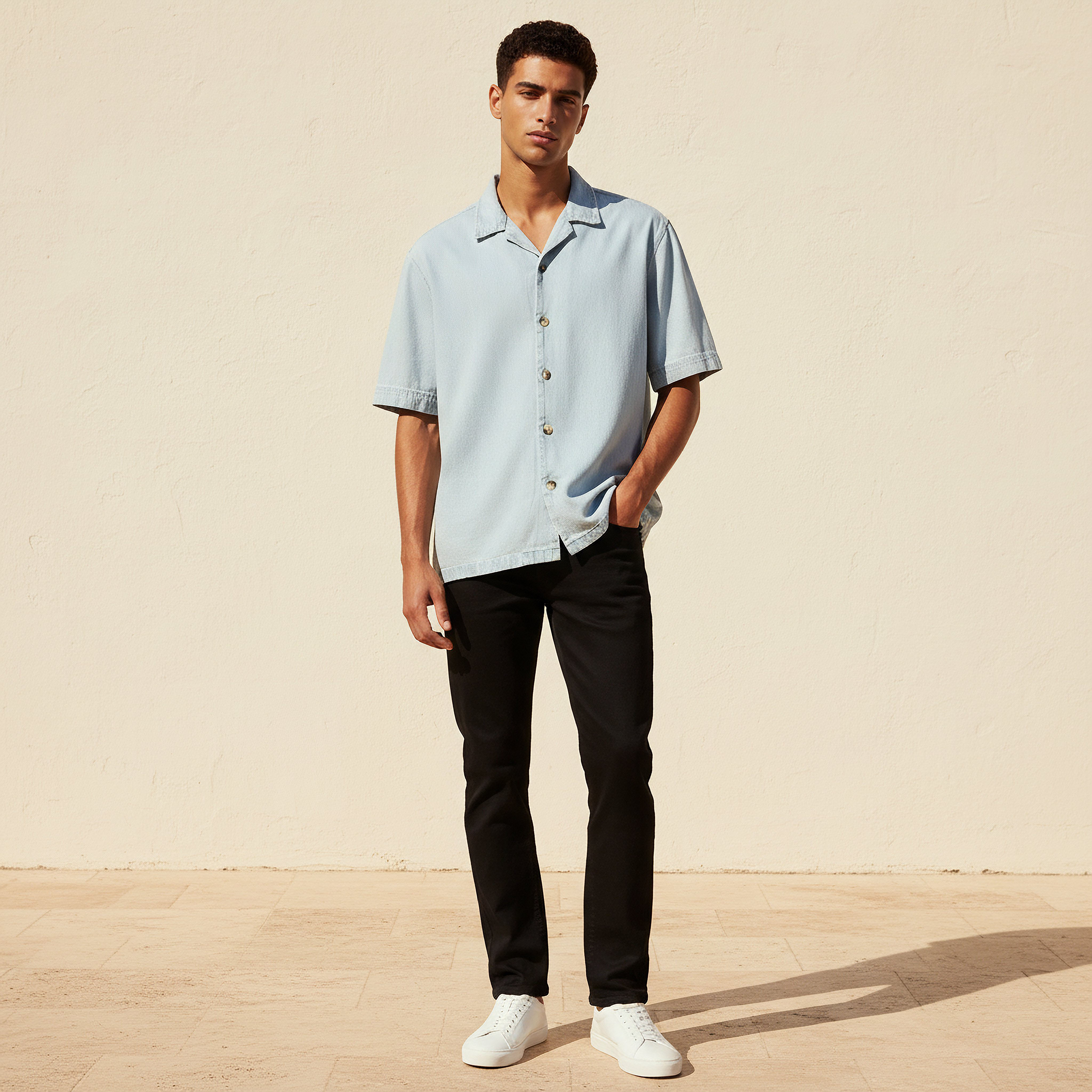 قميص بأكمام قصيرة وياقة كامب وقصة عادية للرجال من لي كوبر-men-clothing-shirts-image-3