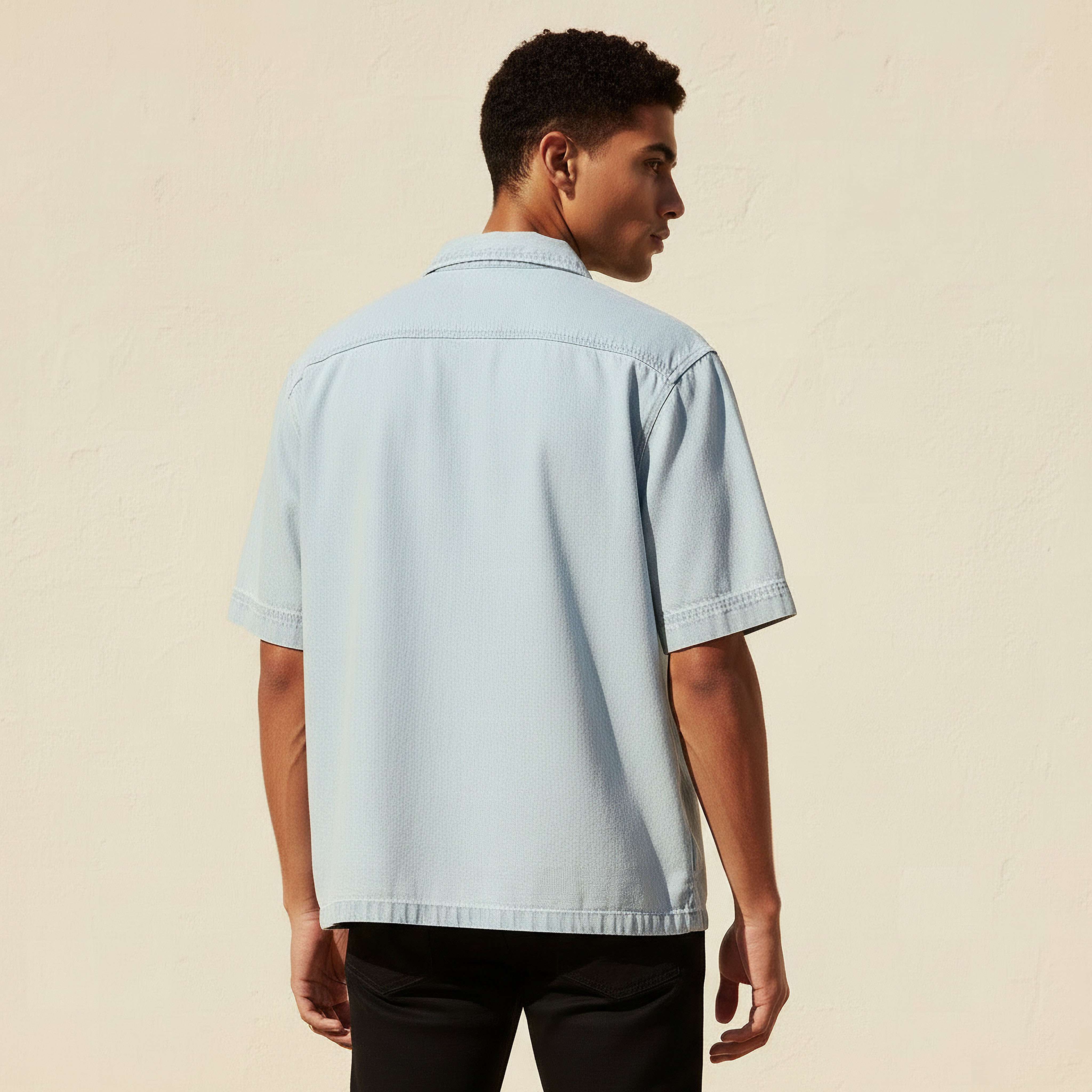 قميص بأكمام قصيرة وياقة كامب وقصة عادية للرجال من لي كوبر-men-clothing-shirts-image-4