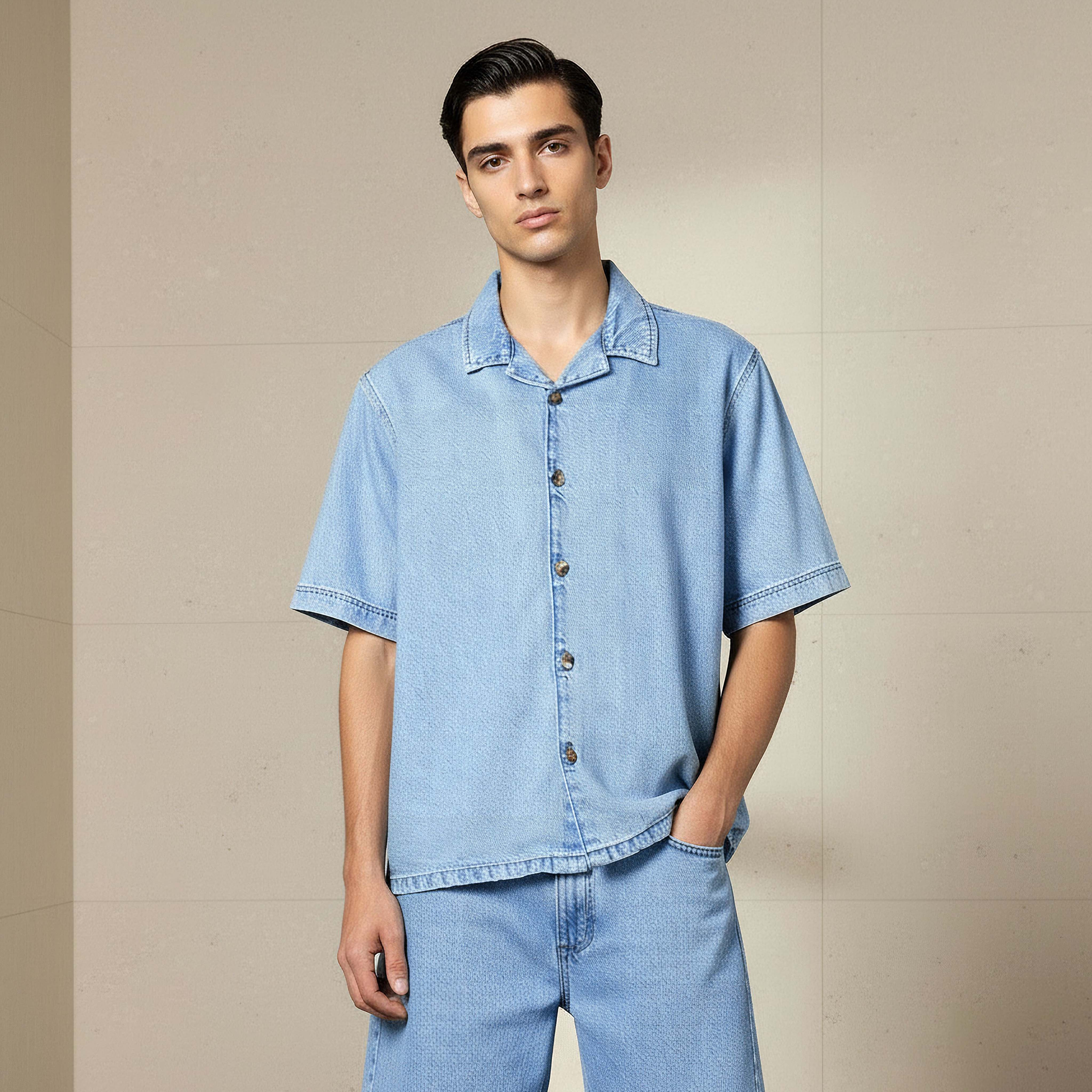 Lee Cooper Men Regular Fit Camp Collar Short Sleeve Shirt-men-clothing-shirts-image-1