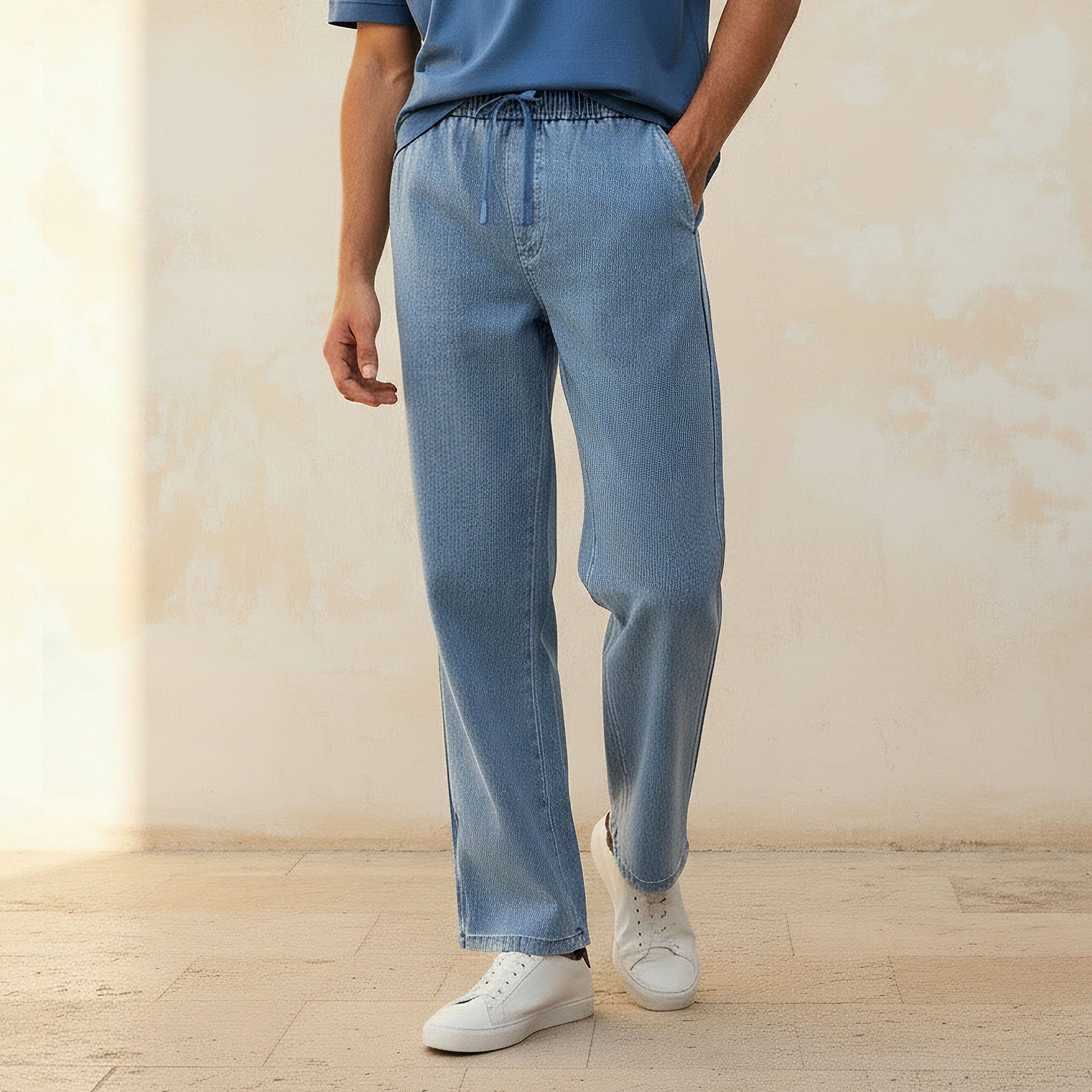 Lee Cooper Men Regular Fit Drawstring Waist Pocket Jeans-men-clothing-bottoms-jeans-image-1