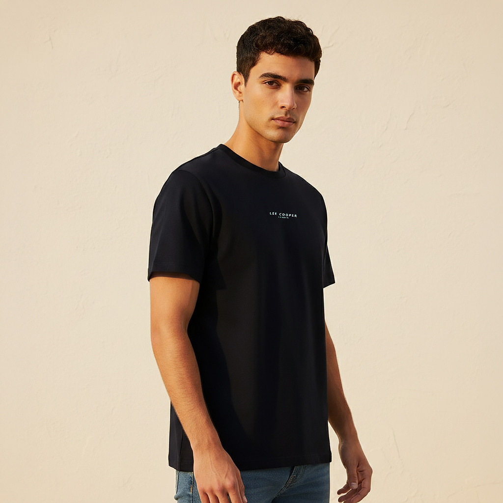 Lee Cooper Men Regular Fit Crew Neck Short Sleeve Logo Print T-shirt-men-clothing-tshirtsandpolos-tshirts-image-1