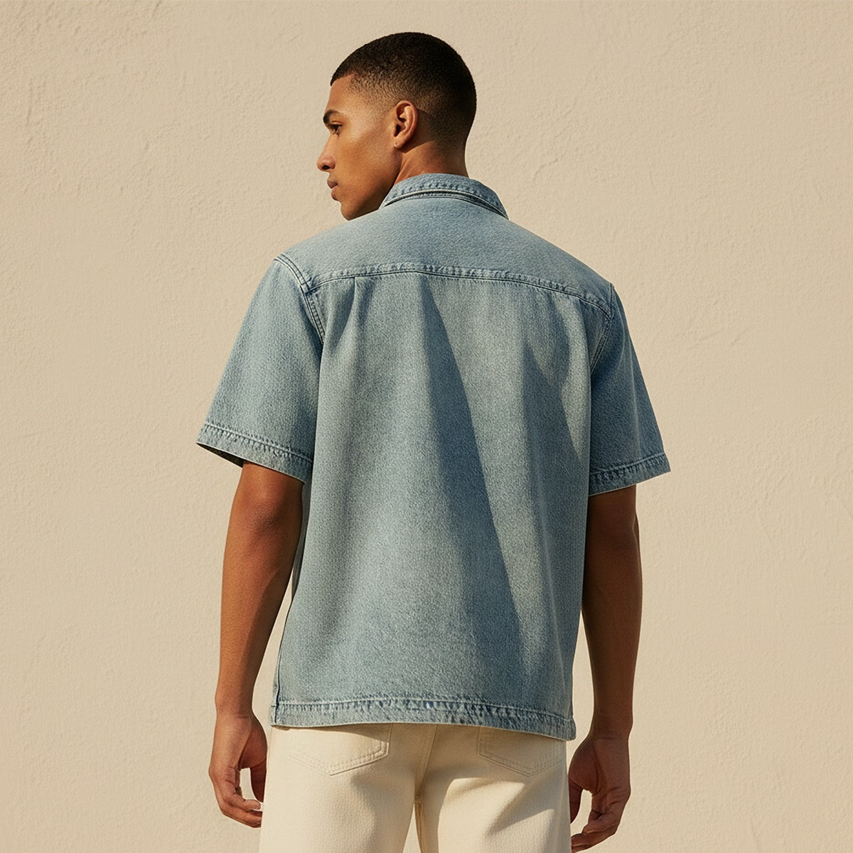 قميص دينم بقصة عادية وياقة من لي كوبر-men-clothing-shirts-image-5