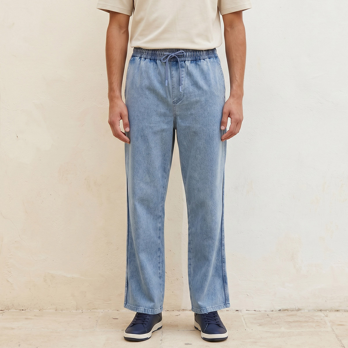بنطلون جينز برباط خصر وقصة باجي من لي كوبر-men-clothing-jeans-image-1