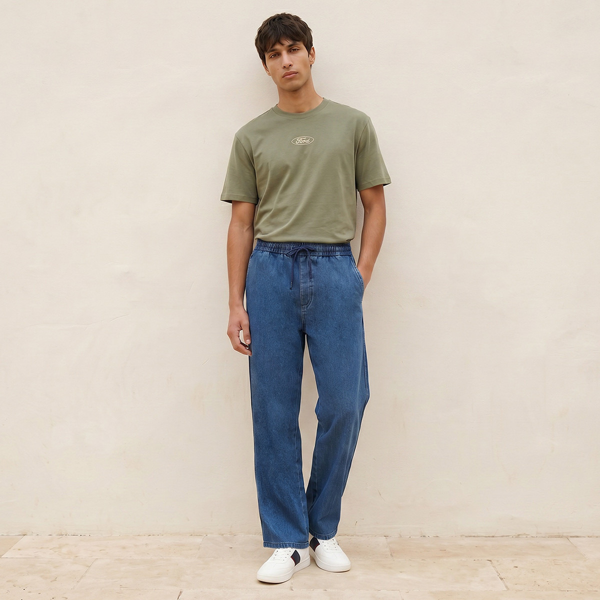 بنطلون جينز برباط خصر وقصة باجي من لي كوبر-men-clothing-jeans-image-3