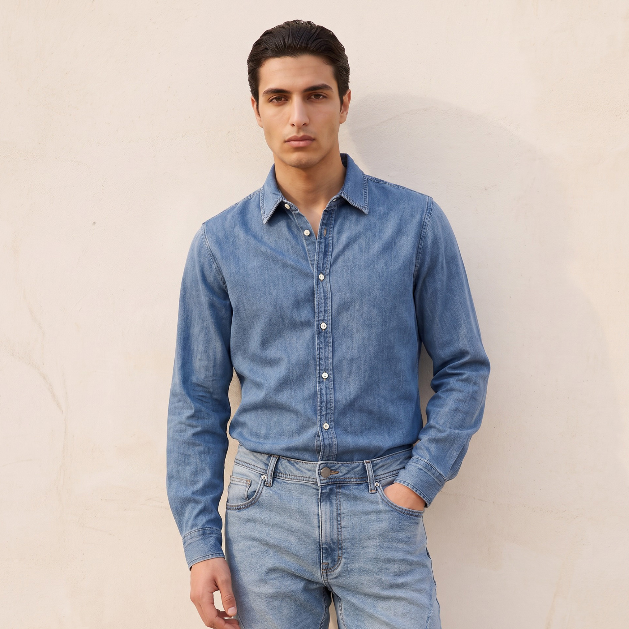 قميص بقصّة عادية وأكمام طويلة من لي كوبر-men-clothing-shirts-image-1