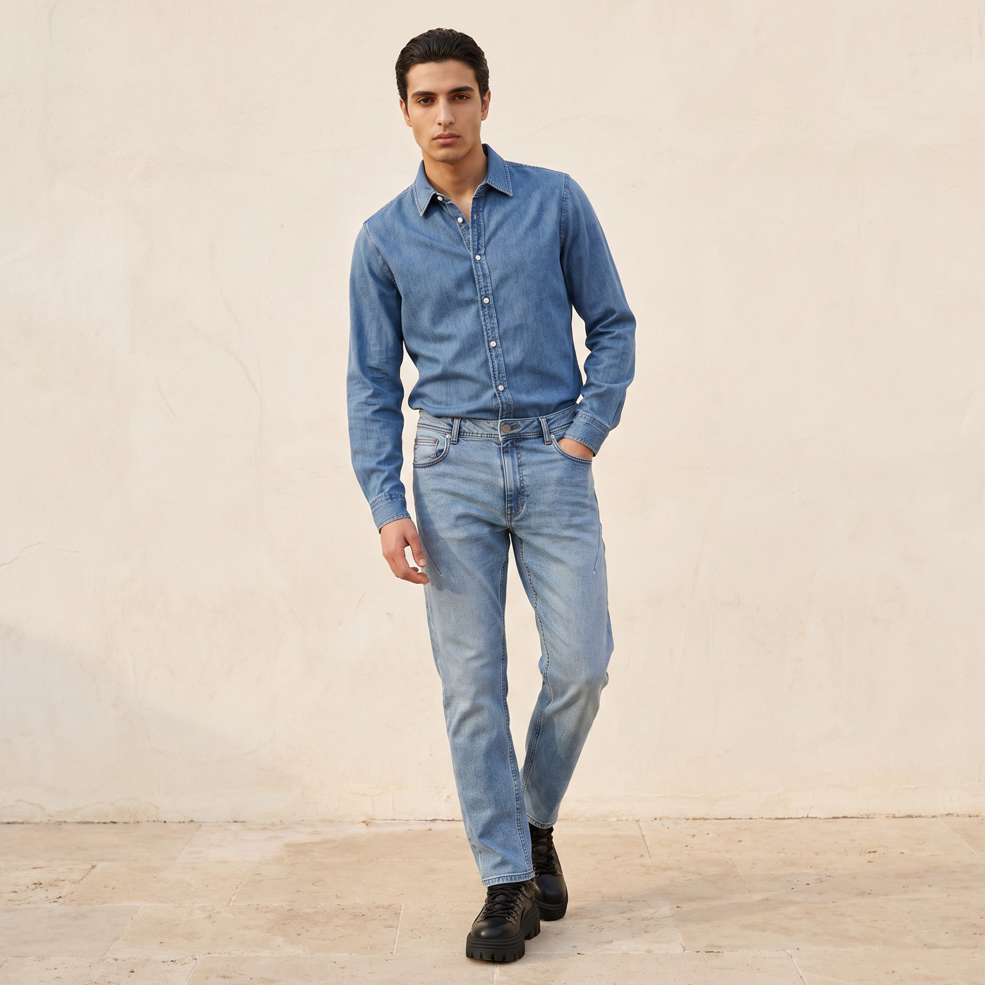 قميص بقصّة عادية وأكمام طويلة من لي كوبر-men-clothing-shirts-image-3