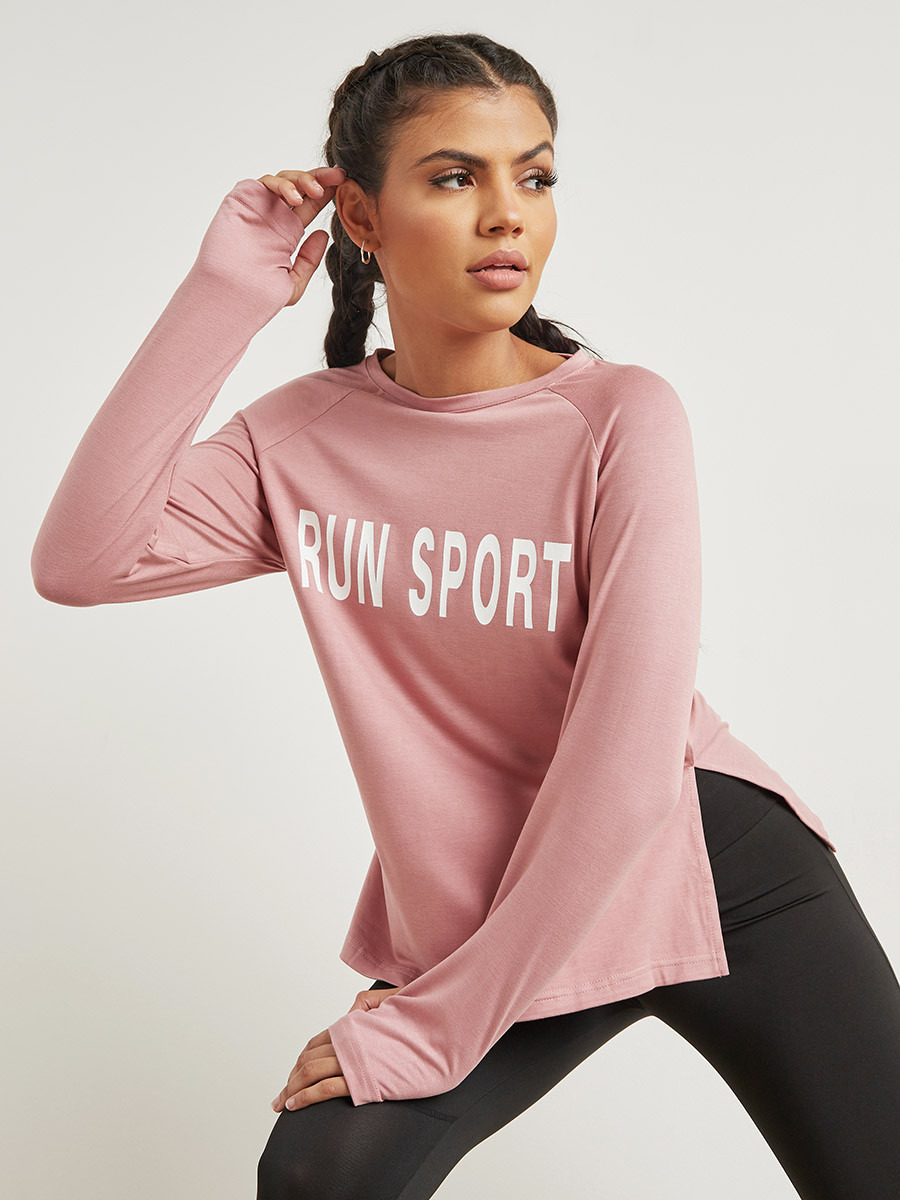 Styli Run Sport Slogan Printed Active Top-sports-women-clothing-tshirtsandvests-image-1