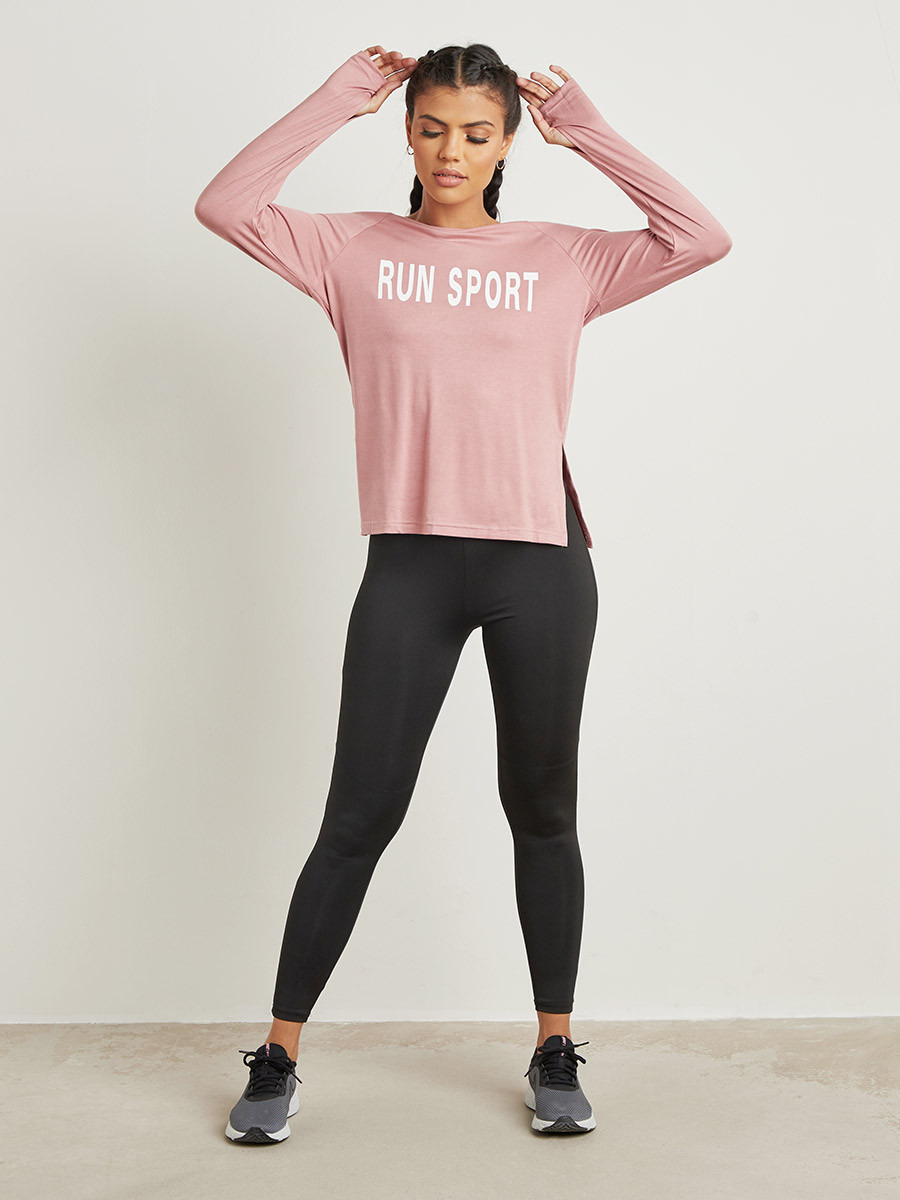 Styli Run Sport Slogan Printed Active Top-sports-women-clothing-tshirtsandvests-image-2